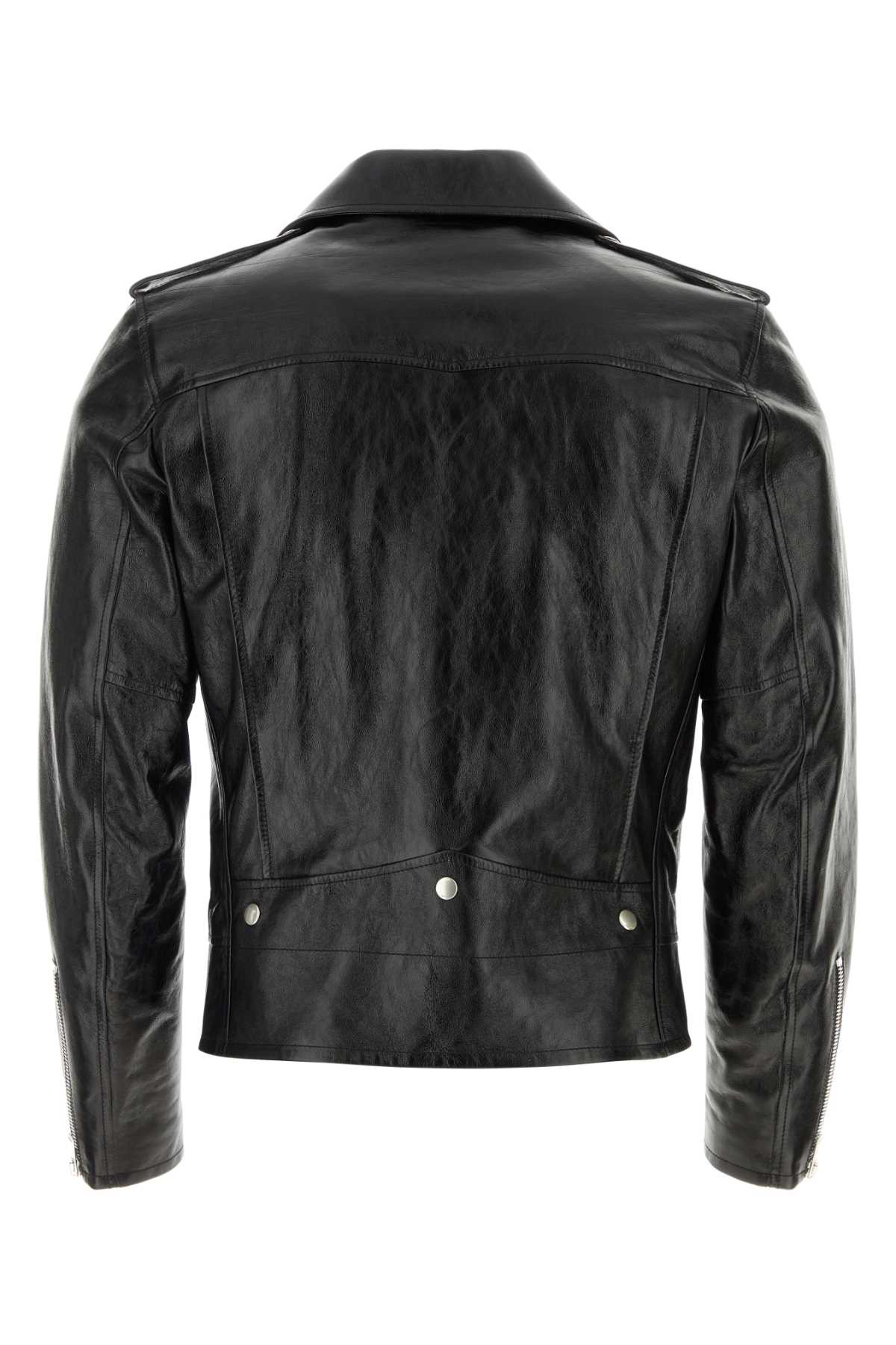 Saint Laurent Men Black Leather Jacket - 2