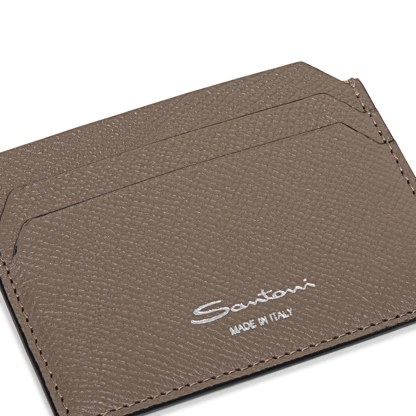 Beige saffiano leather credit card holder - 4