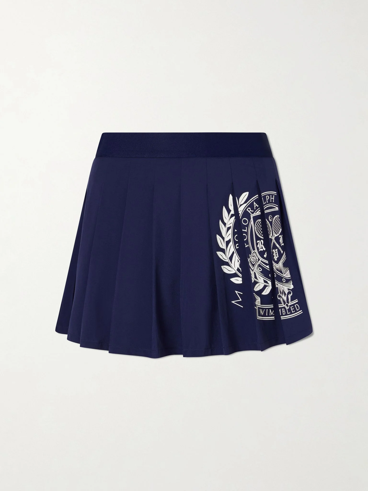 + Wimbledon pleated logo-printed crepe mini skirt Navy - 1