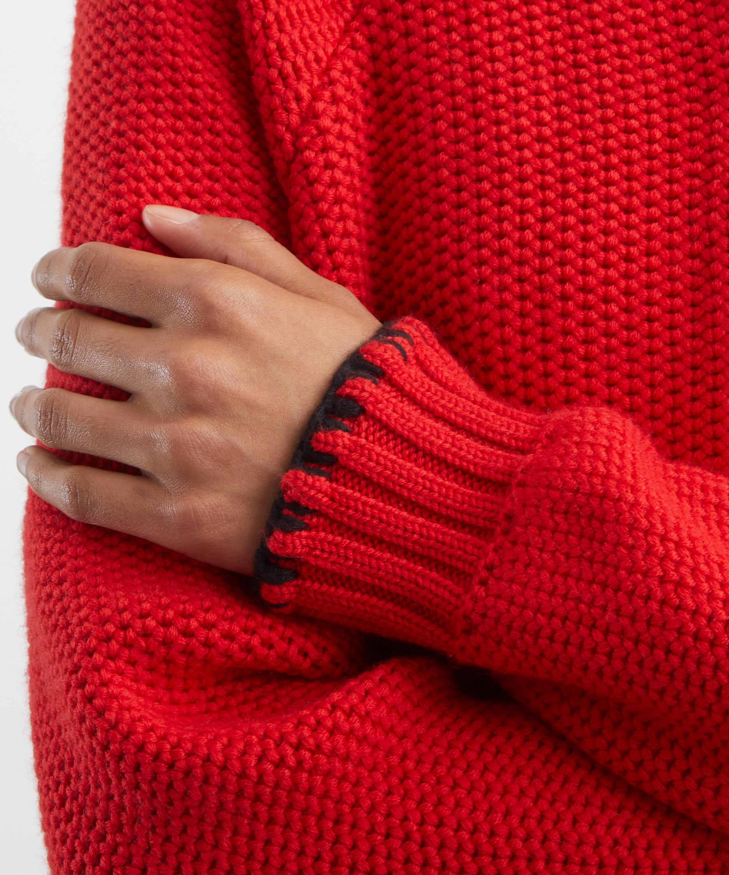Red Lotus Lambswool Cardigan - 5