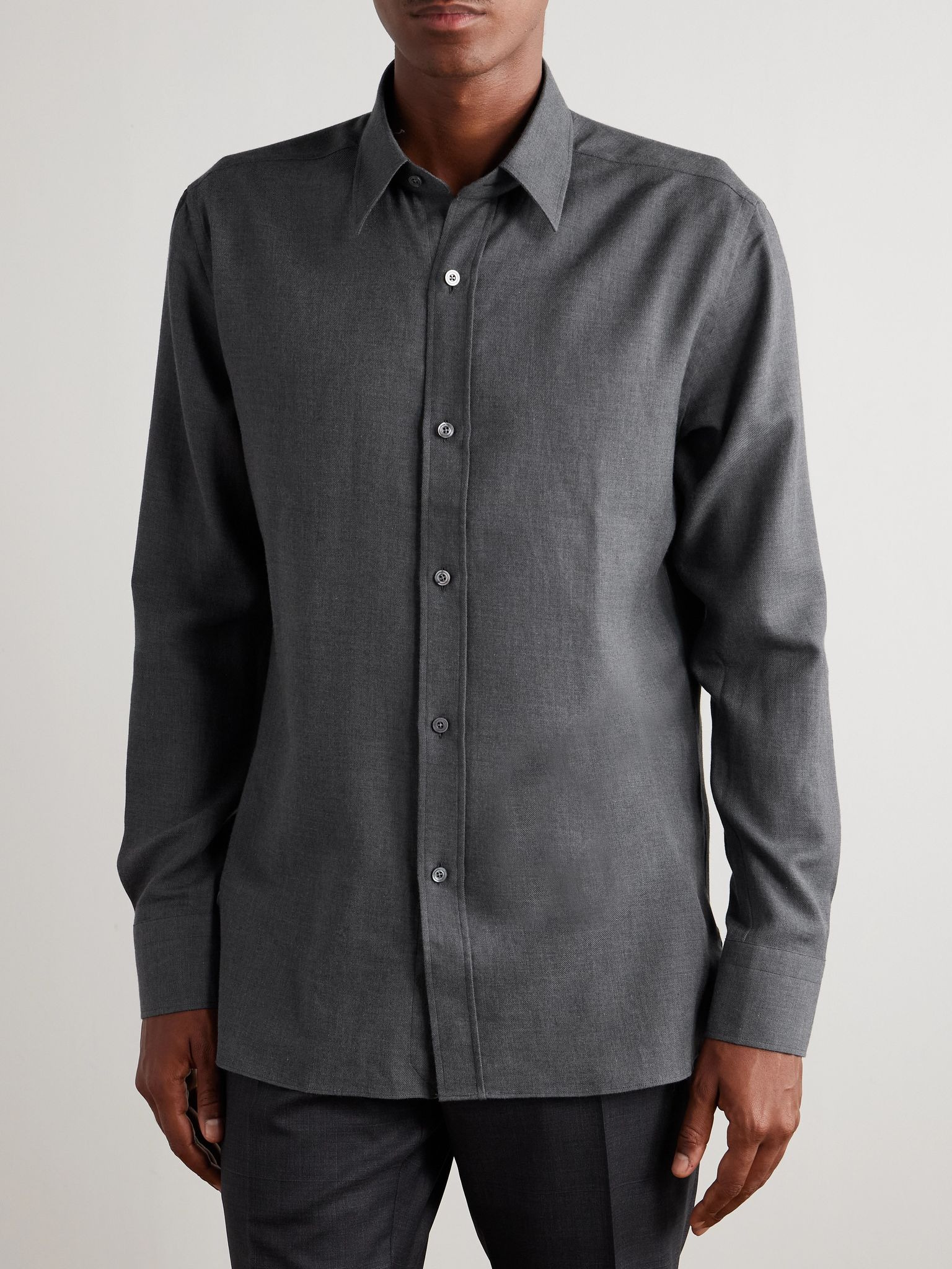 Cotton and Cashmere-Blend Shirt Gray - 3