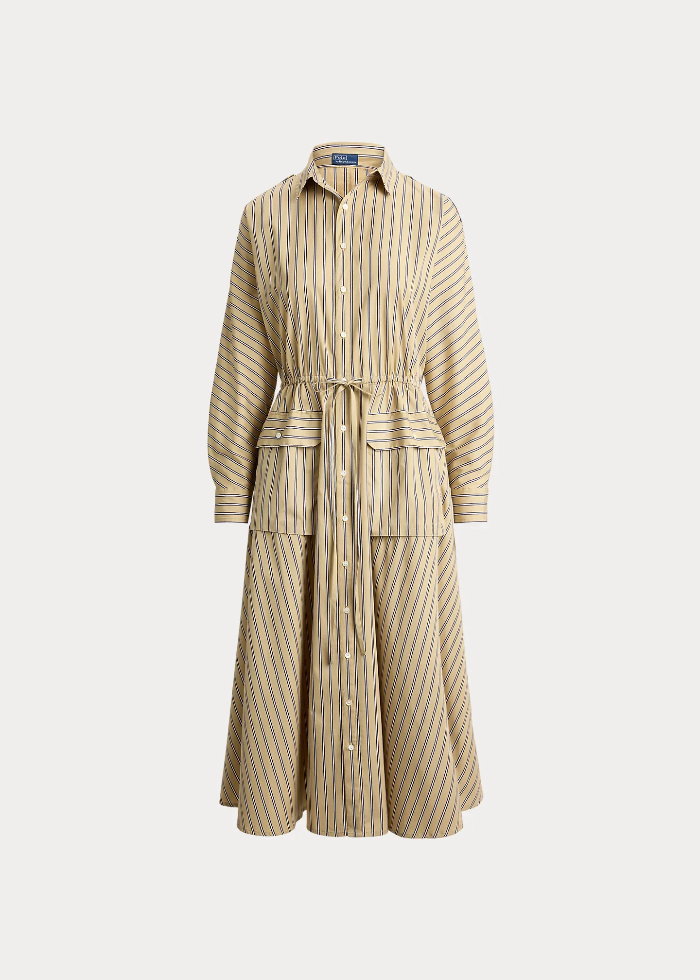 Striped Cotton Canvas Utility Shirtdress - 1
