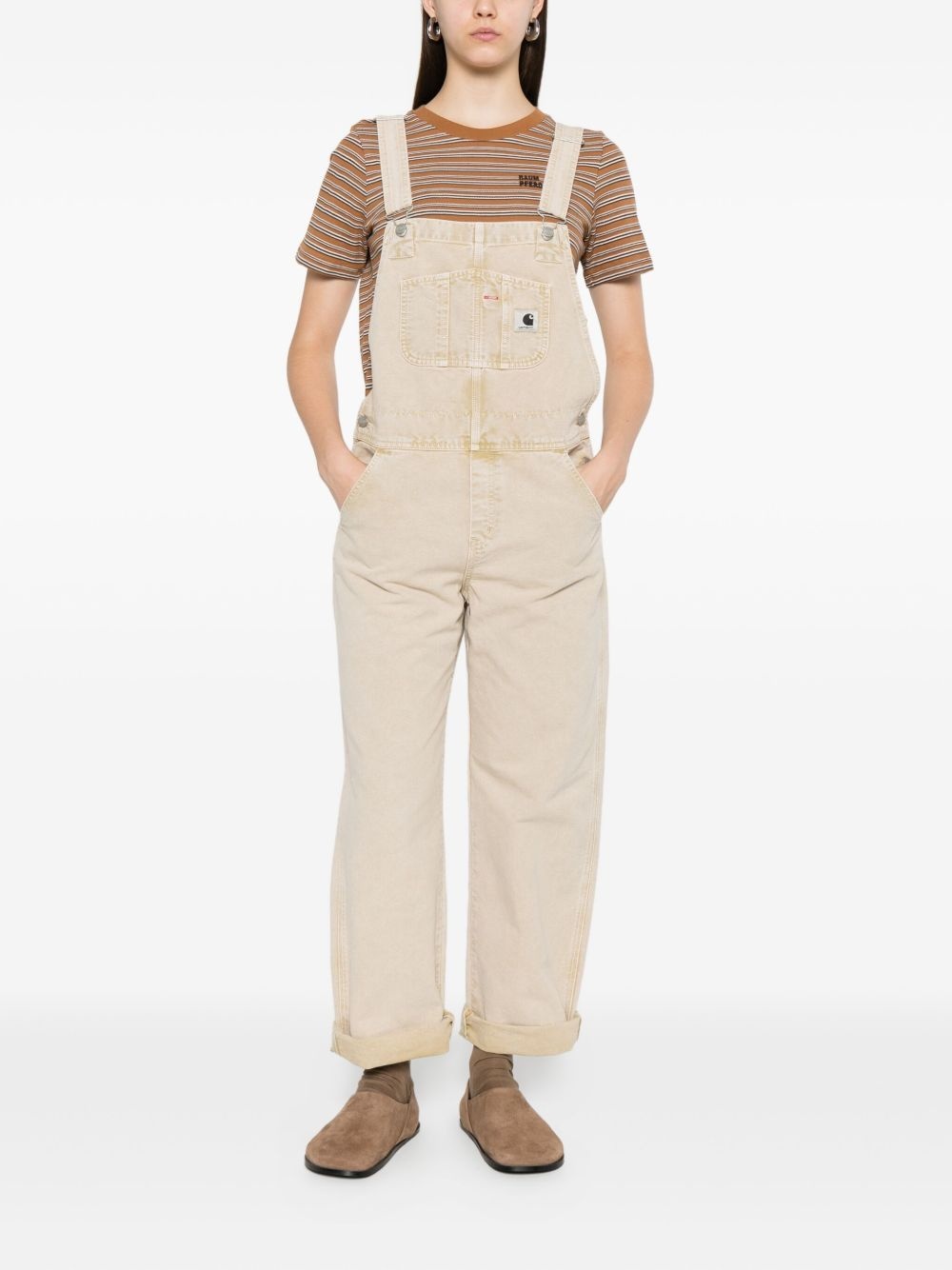 Bib button-fastening pocket dungaree - 2