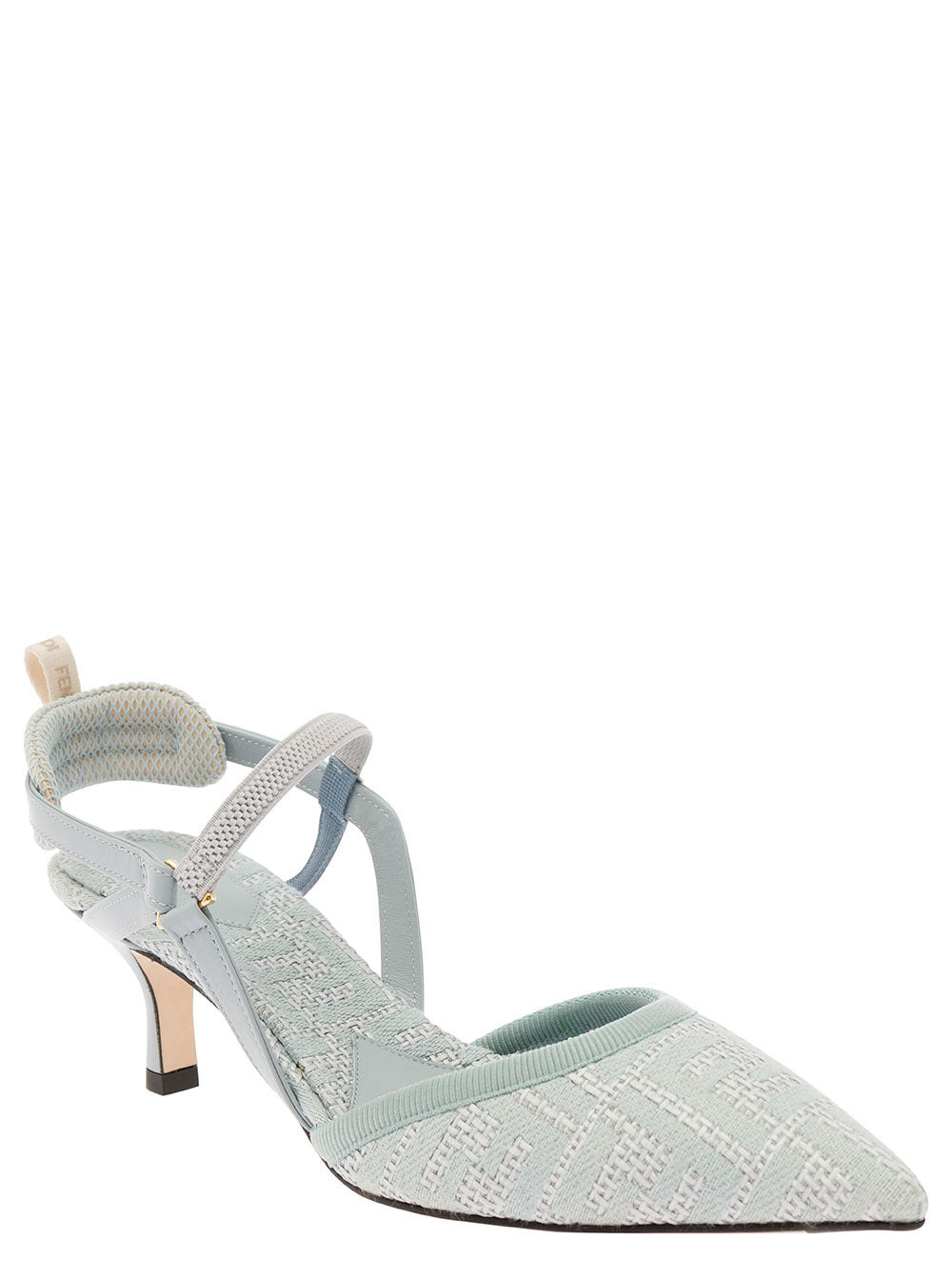 Fendi Women 'Colibrì Lite' Light Blue Slingacks With Jacquard Ff Motif In Cotton And Leather Woman - 2