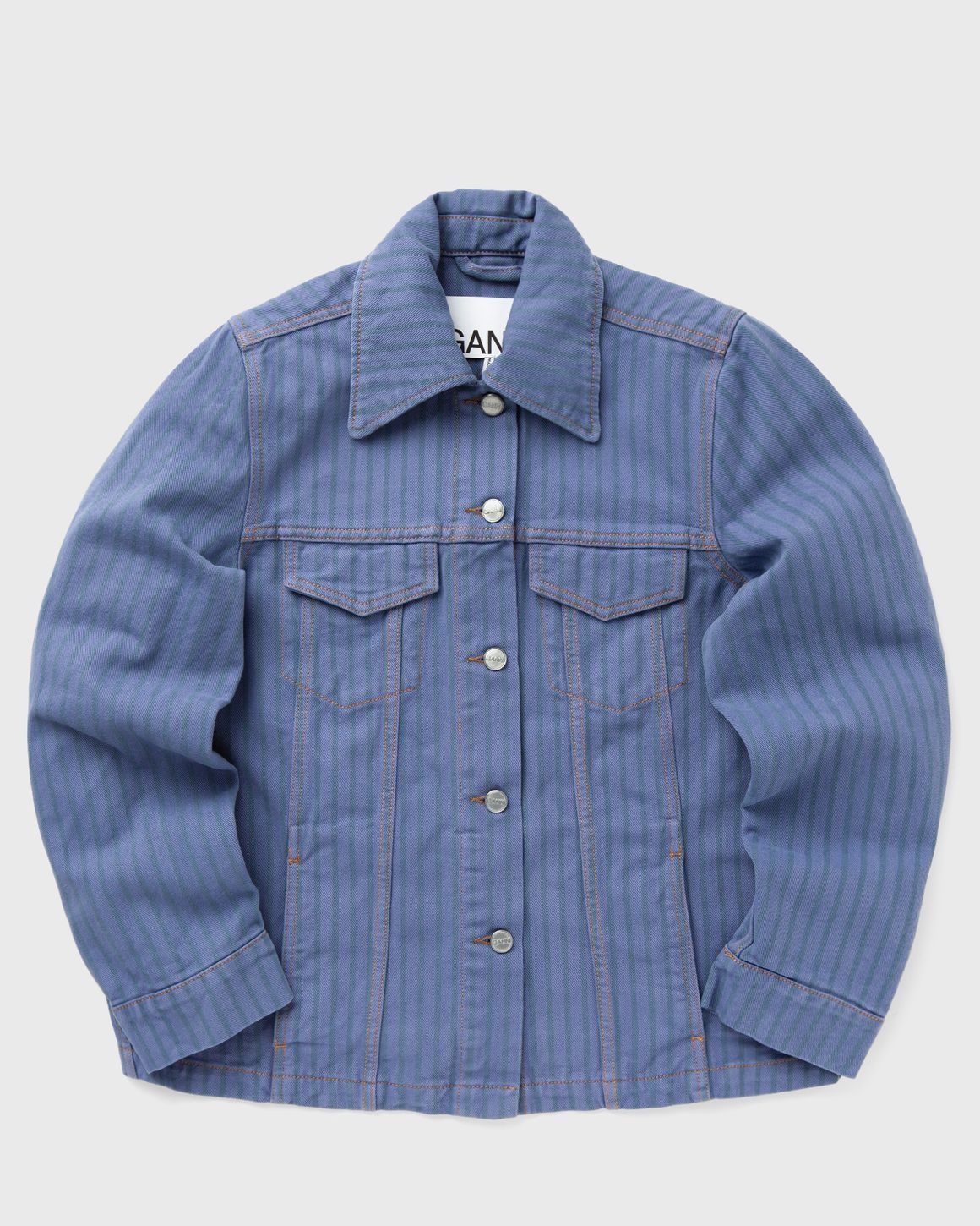 GANNI｜DENIM JACKETS (STRIPE OVERDYED DENIM JACKET (J152 Ganni Stripe Overdyed Denim Jacket – Cettire