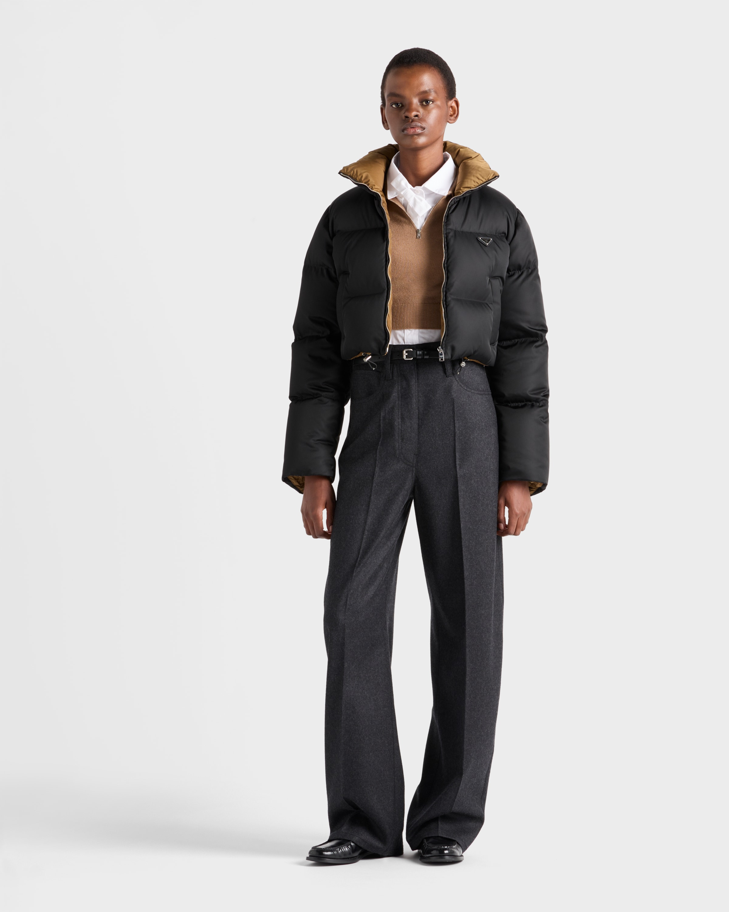 Cropped Re-Nylon down jacket - 2