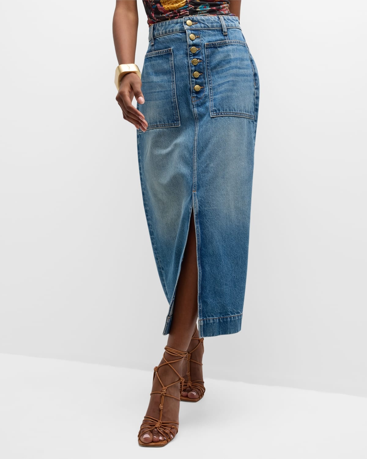 The Bea Vented Midi Denim Skirt - 7