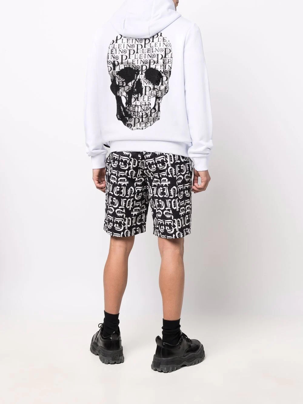 embellished skull logo-print zip hoodie - 2