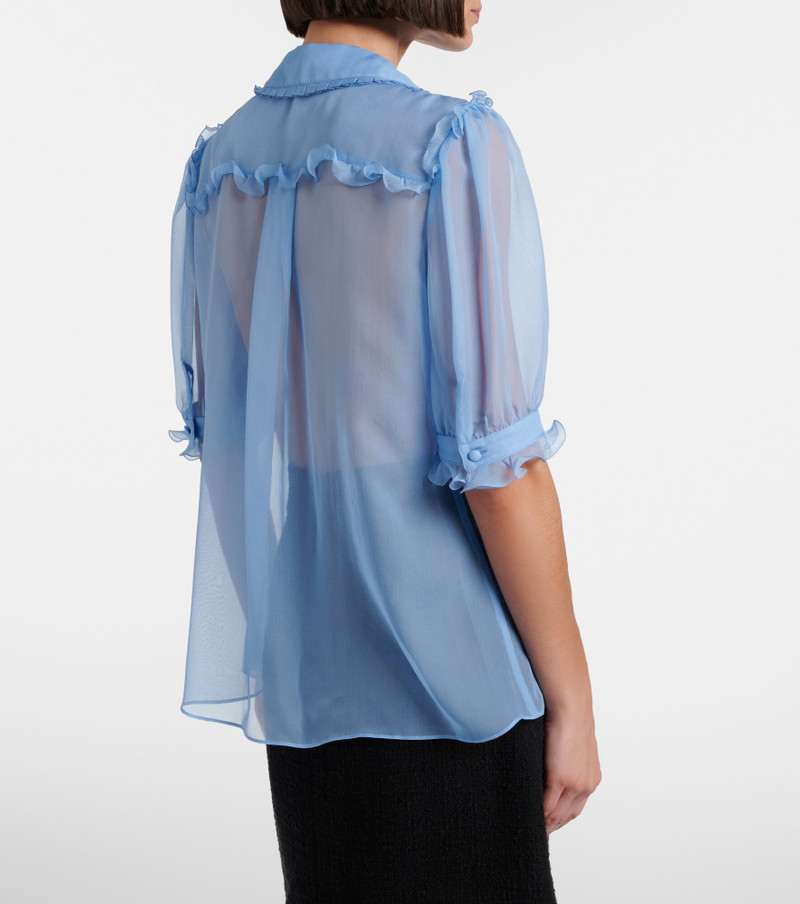 Ruffled semi-sheer silk blouse 6