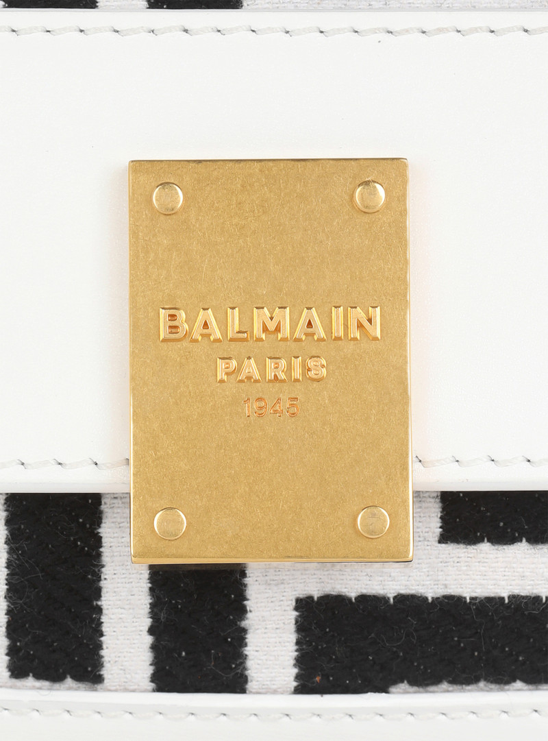 Bicolor jacquard 1945 clutch bag with leather panel 6