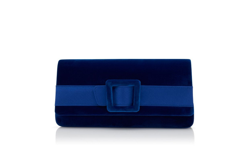 Blue Velvet Buckle Clutch 1