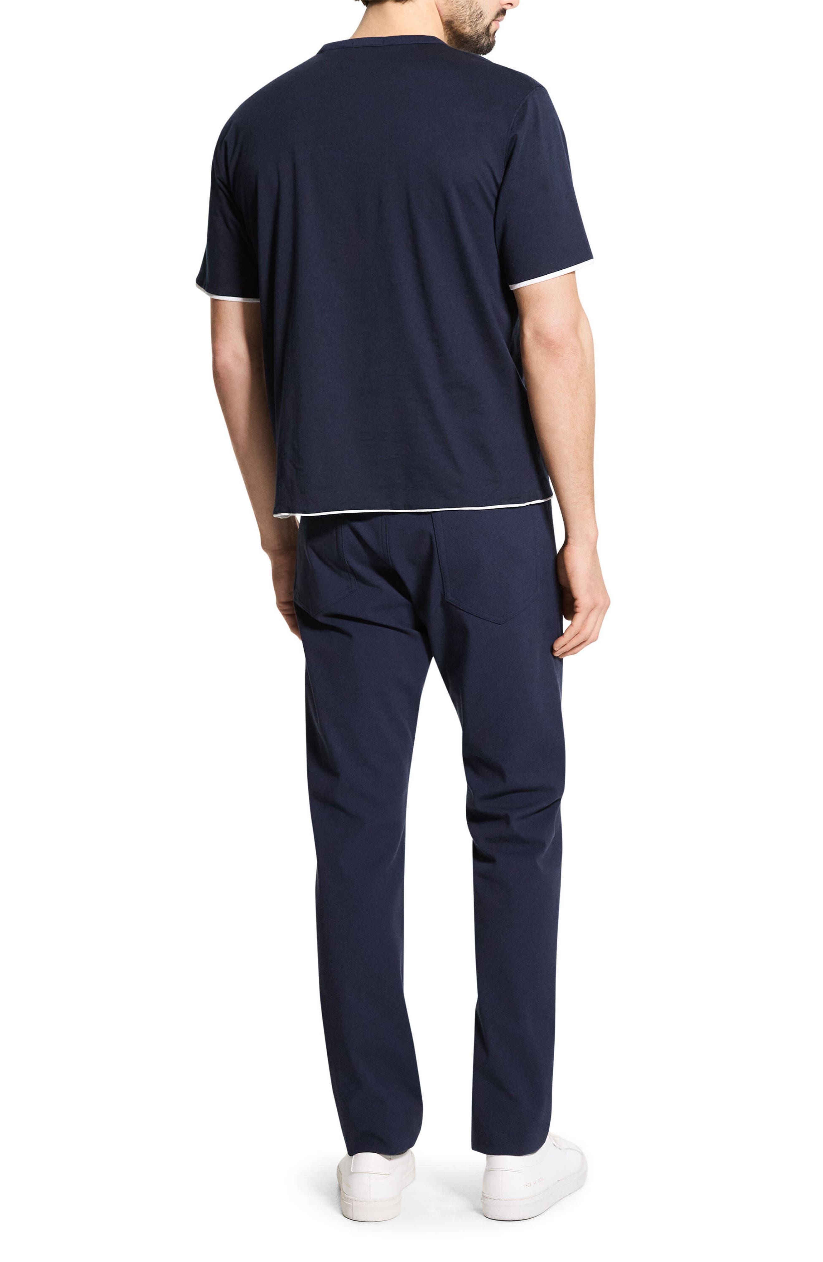 Theory DB Pima Cotton Layered T-Shirt in Baltic/White at Nordstrom - 9