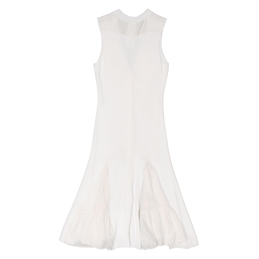Roberto Cavalli Ladies Natural White Viscose And Silk V-Neck Dress - 7