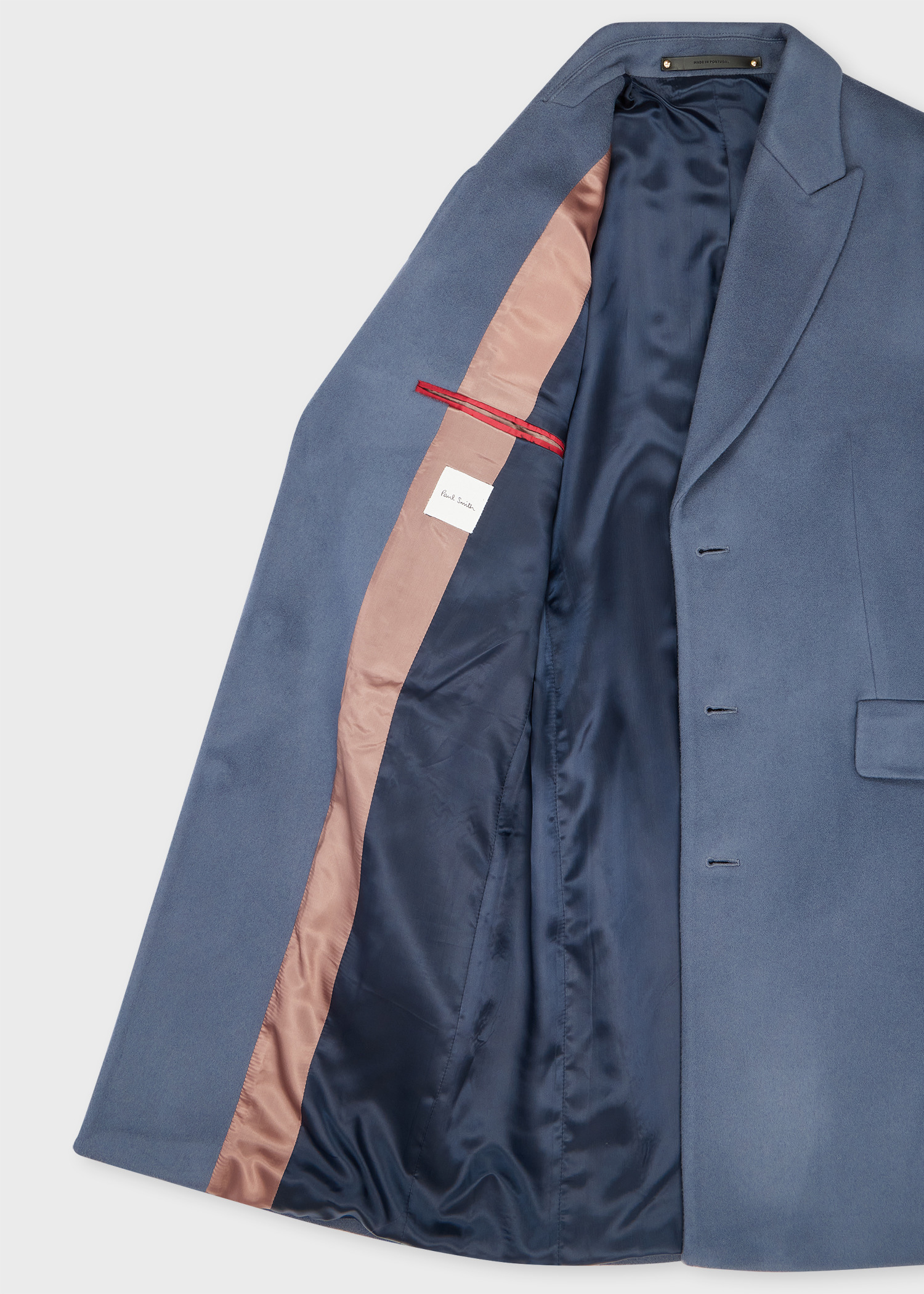 Steel Blue Wool-Cashmere Epsom Coat - 4
