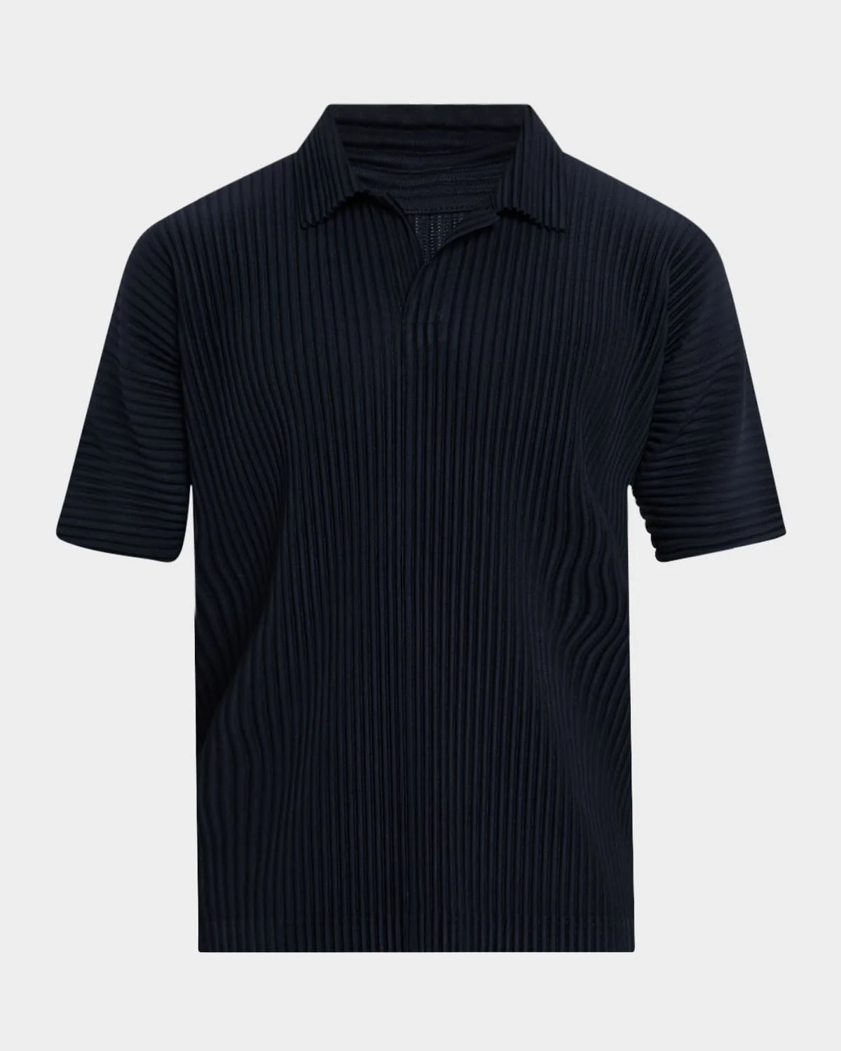 Men's Pleated Johnny Collar Polo Shirt - 1