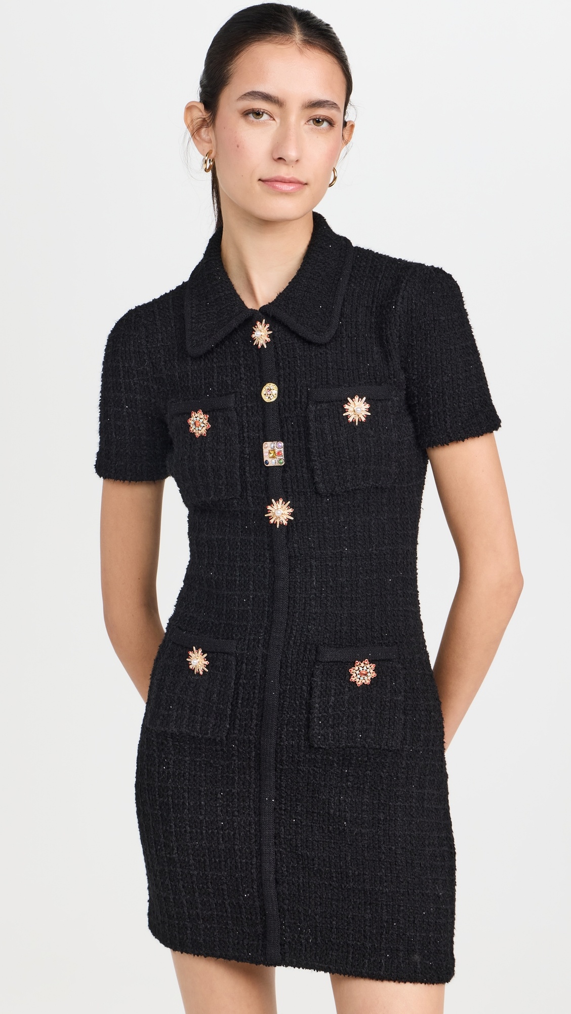 DIANTE L BUTTON KNIT MINI DRESS ブラック Metal button knit mini dress | DIANTÉ (ディアンテ)公式通販サイト