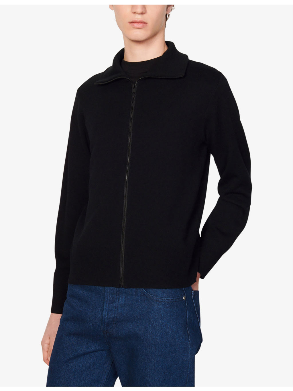 Zip-up trucker-style wool cardigan - 3