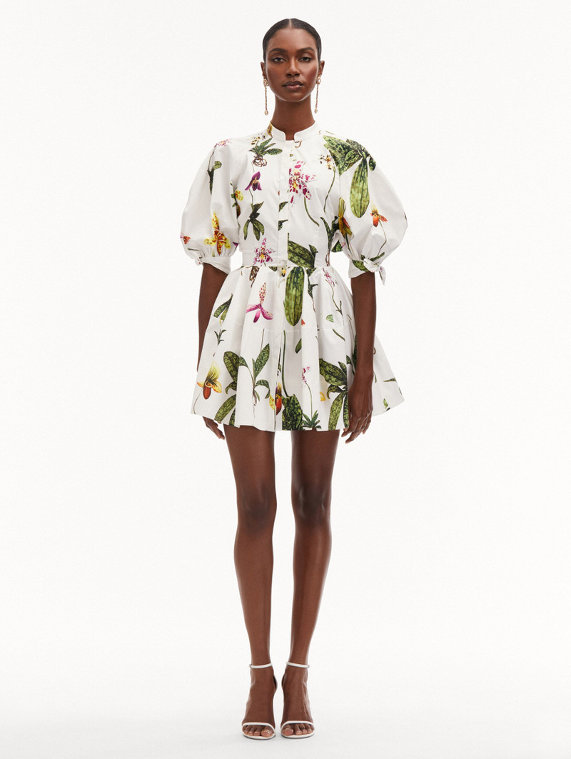 Oscar de la Renta ORCHID COTTON POPLIN PUFF SLEEVE DRESS outlook