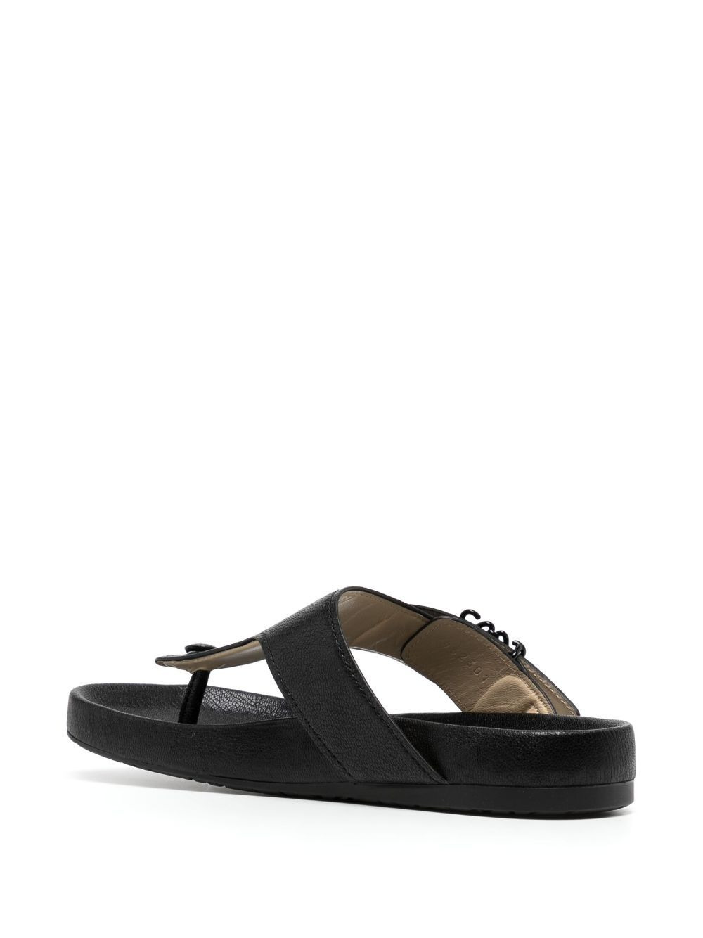 logo-plaque leather flip flops - 3