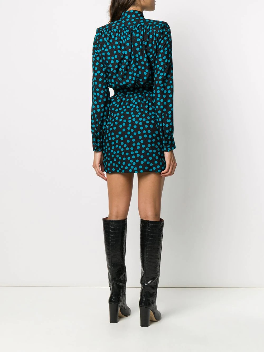 double polka dot V-neck dress - 4