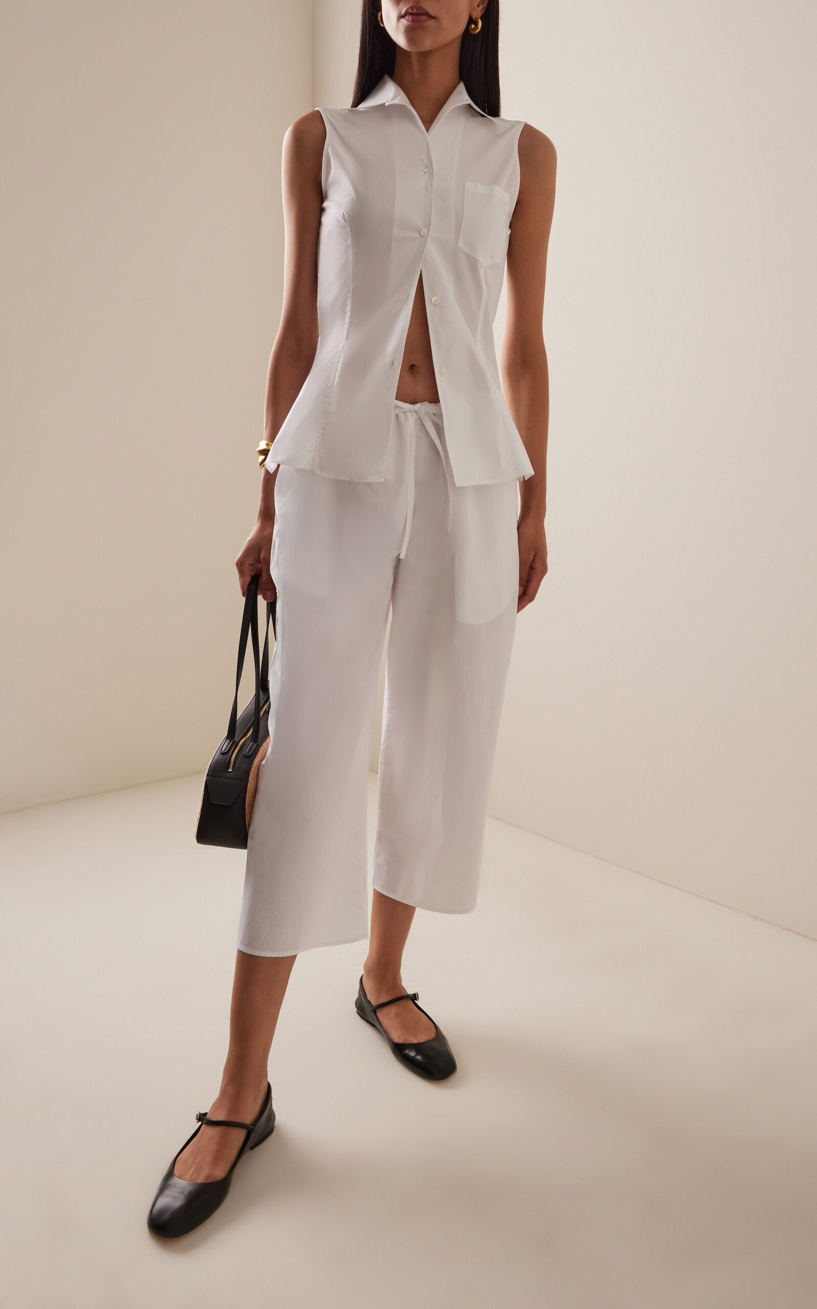 Roie Sleeveless Cotton Shirt white - 3