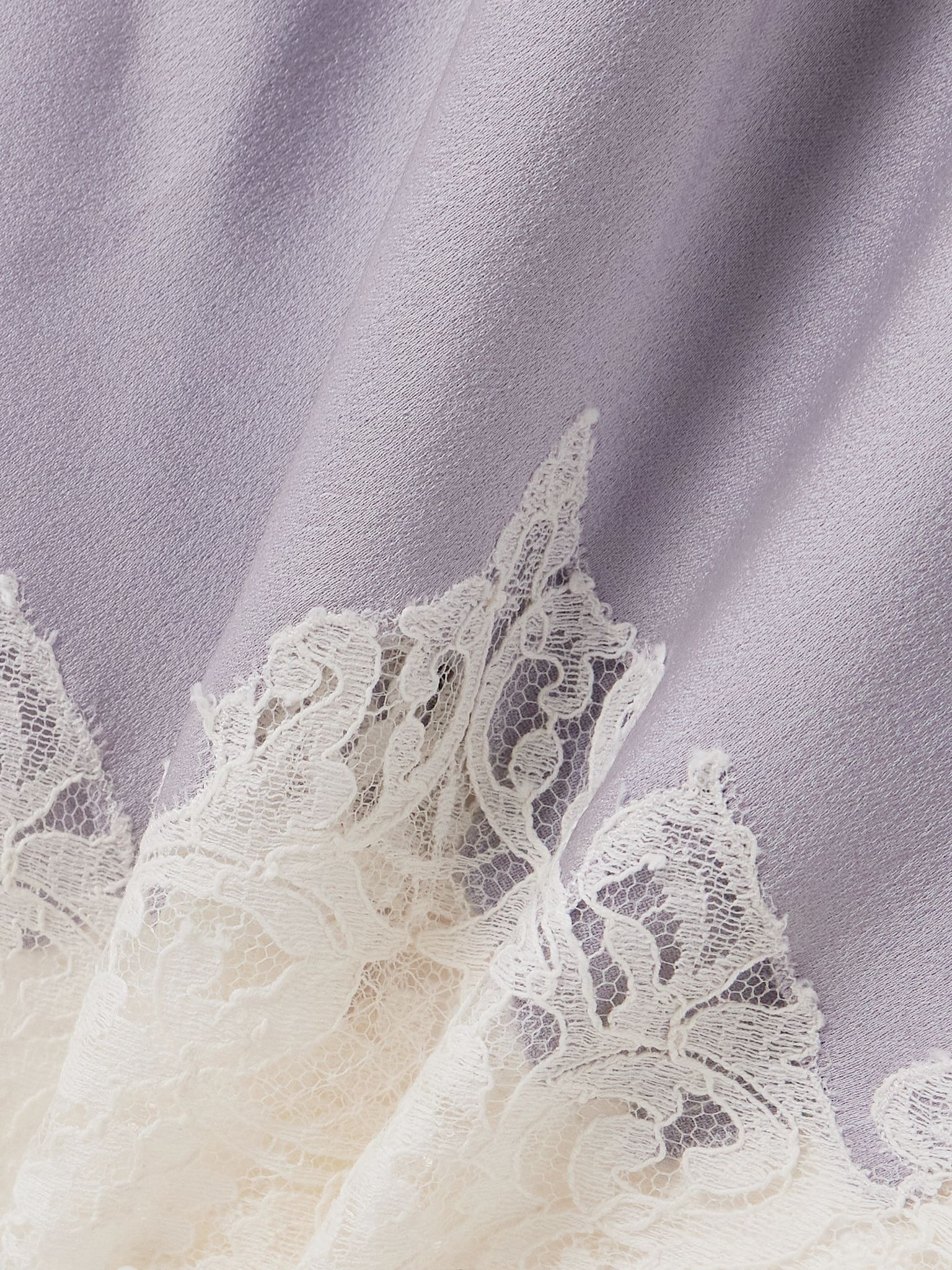 Lace-trimmed satin-crepe dress Purple - 4