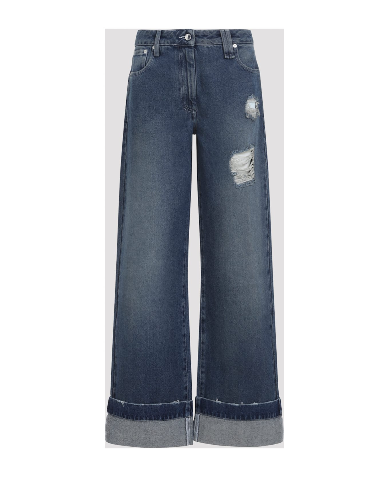 Distressed Straight Leg Jeans - 3