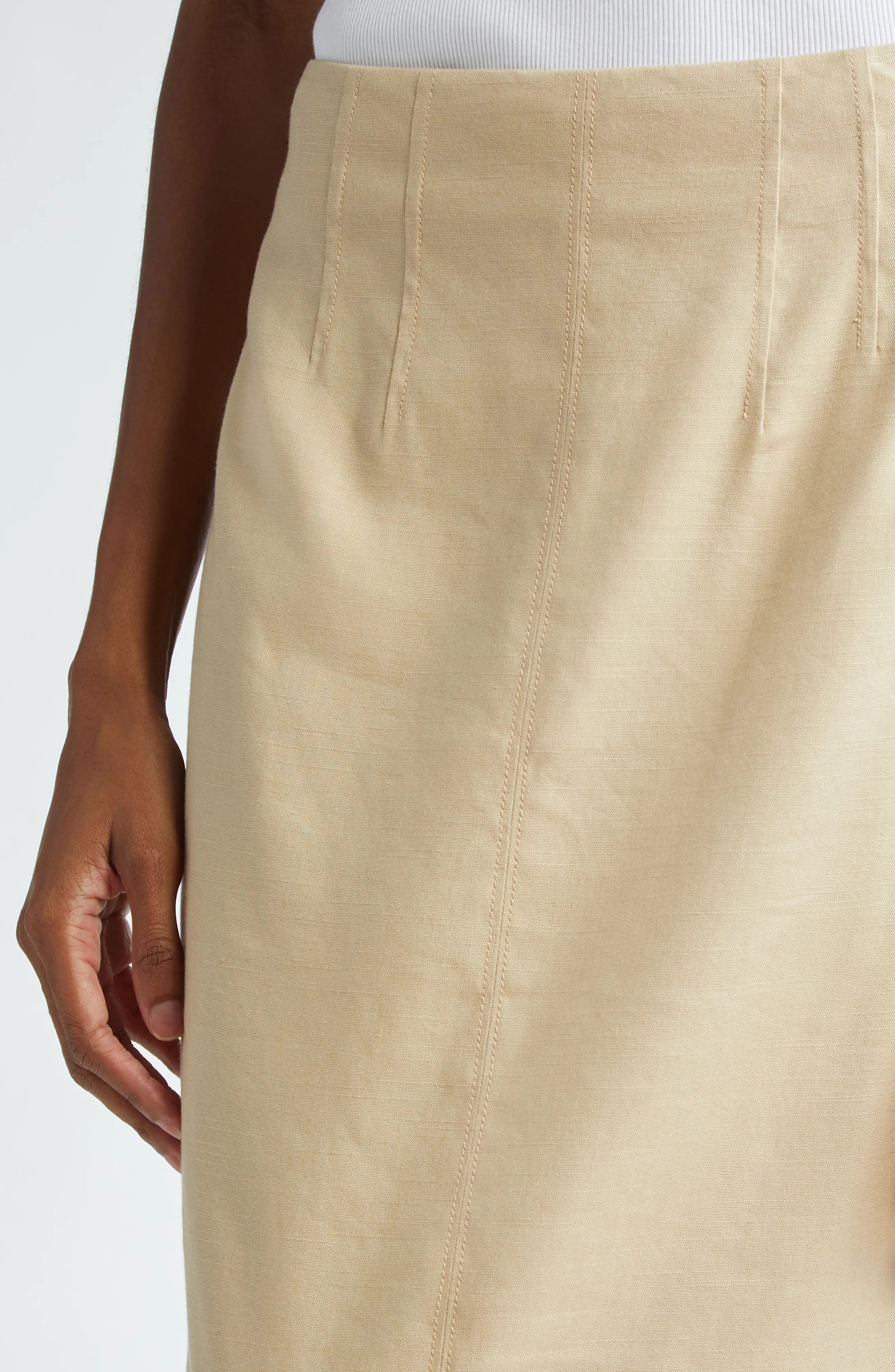 VERONICA BEARD Kimpton Linen Blend Midi Skirt | nordstrom