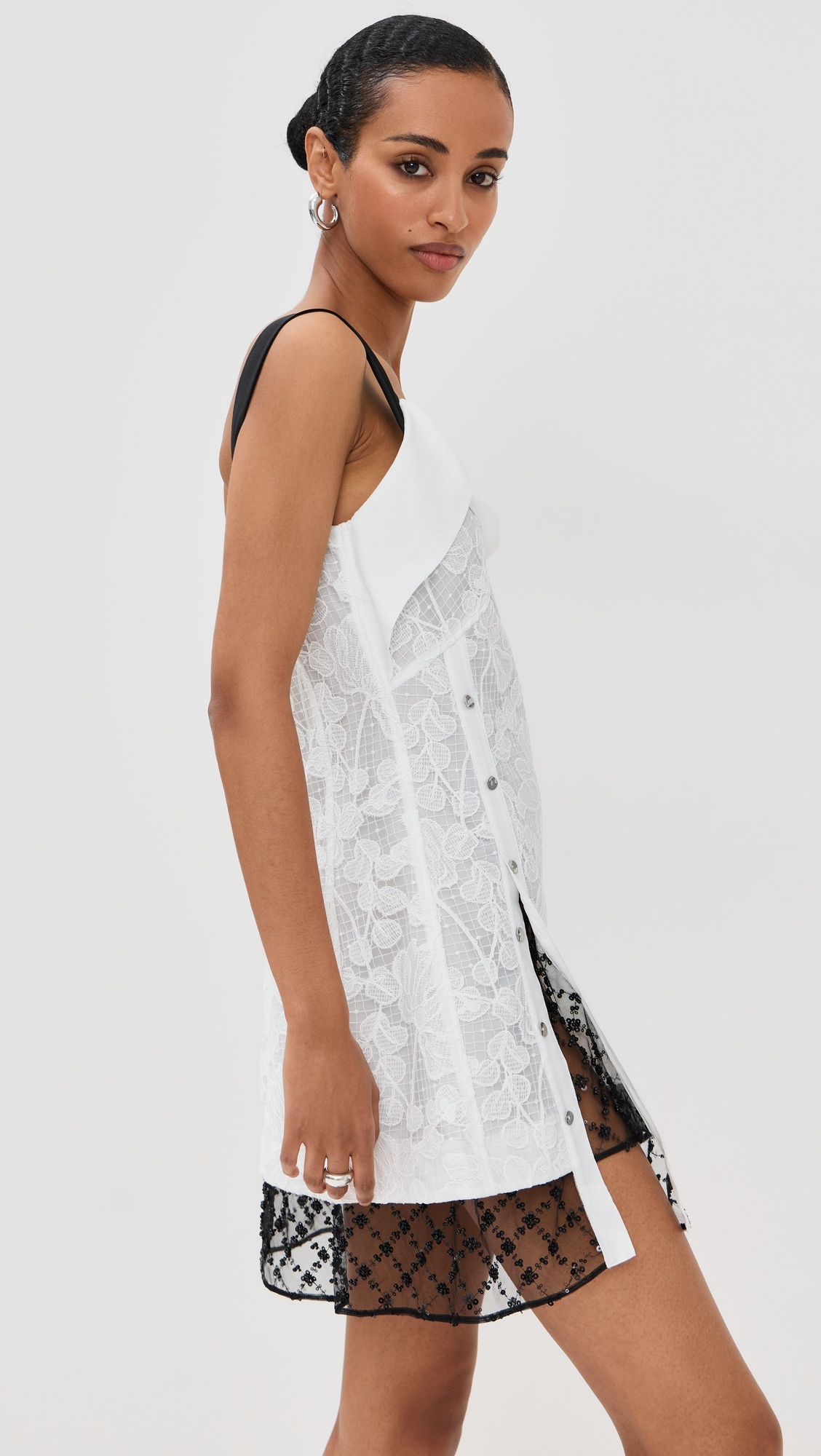 Corded Lace Organza Mini Dress - 3