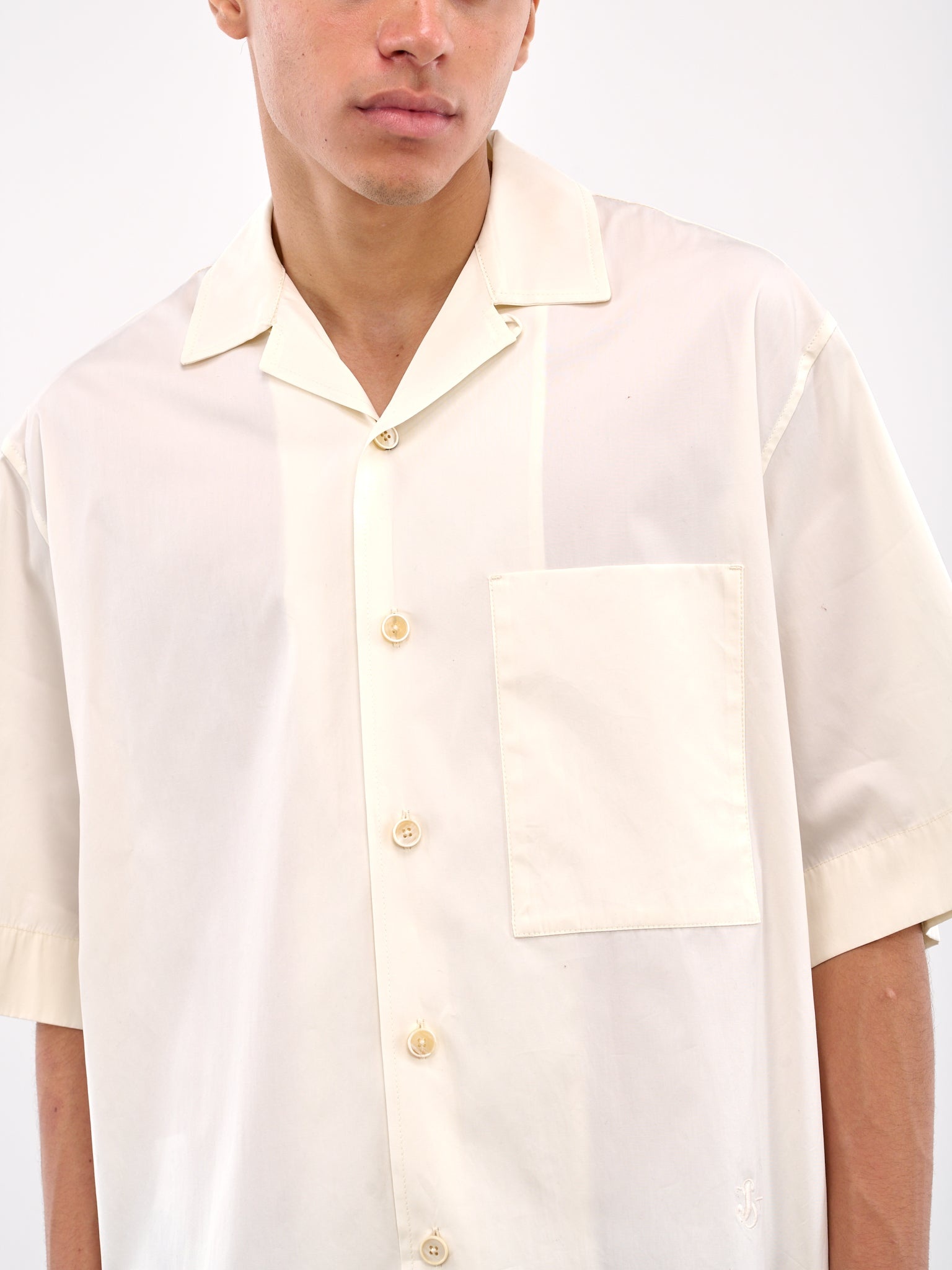 White Poplin Short Sleeve Shirt - 5