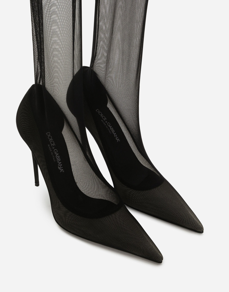 KIM DOLCE&GABBANA Stretch tulle thigh-high boots 4