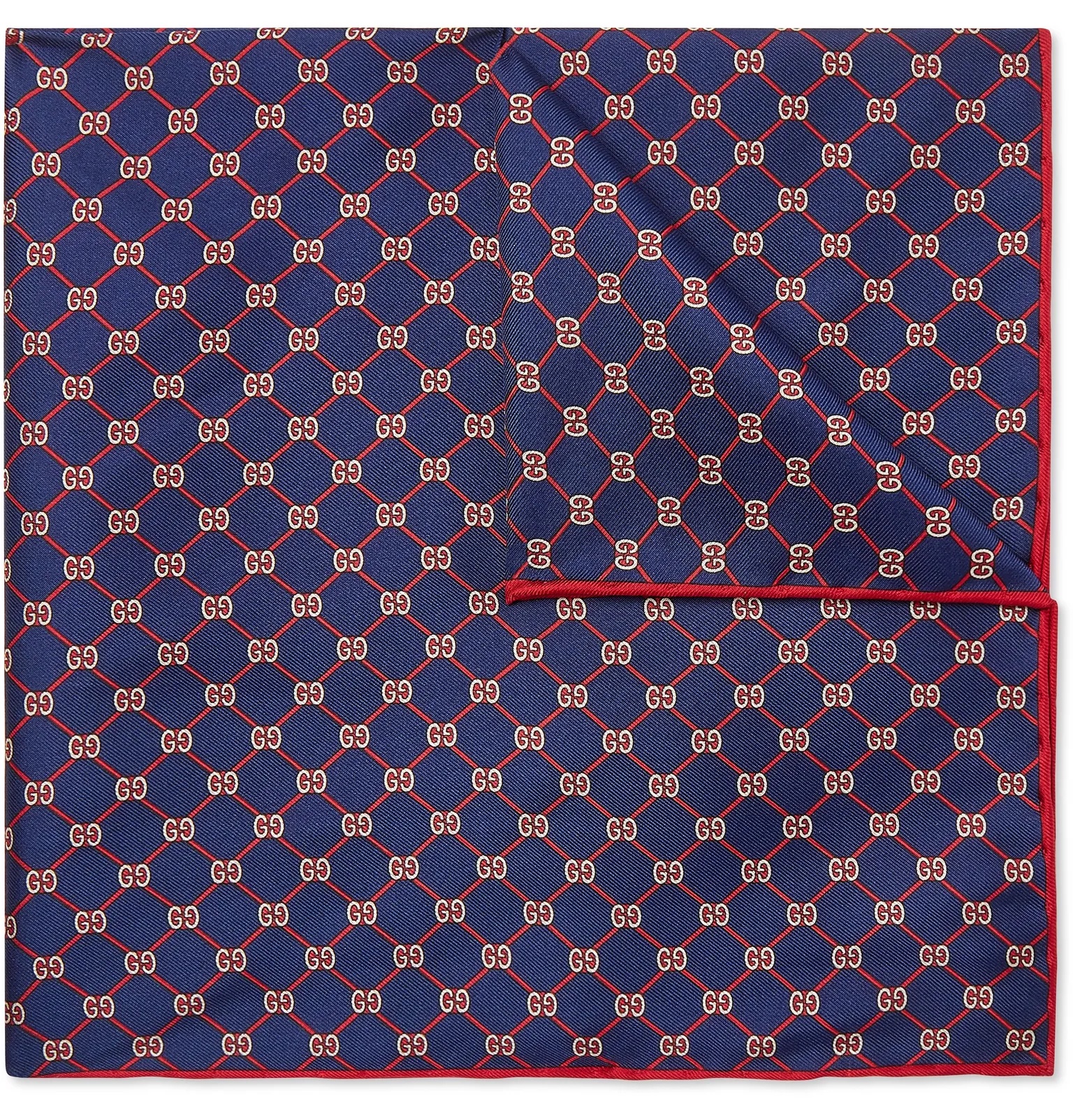 Logo-Print Silk-Twill Pocket Square - 1