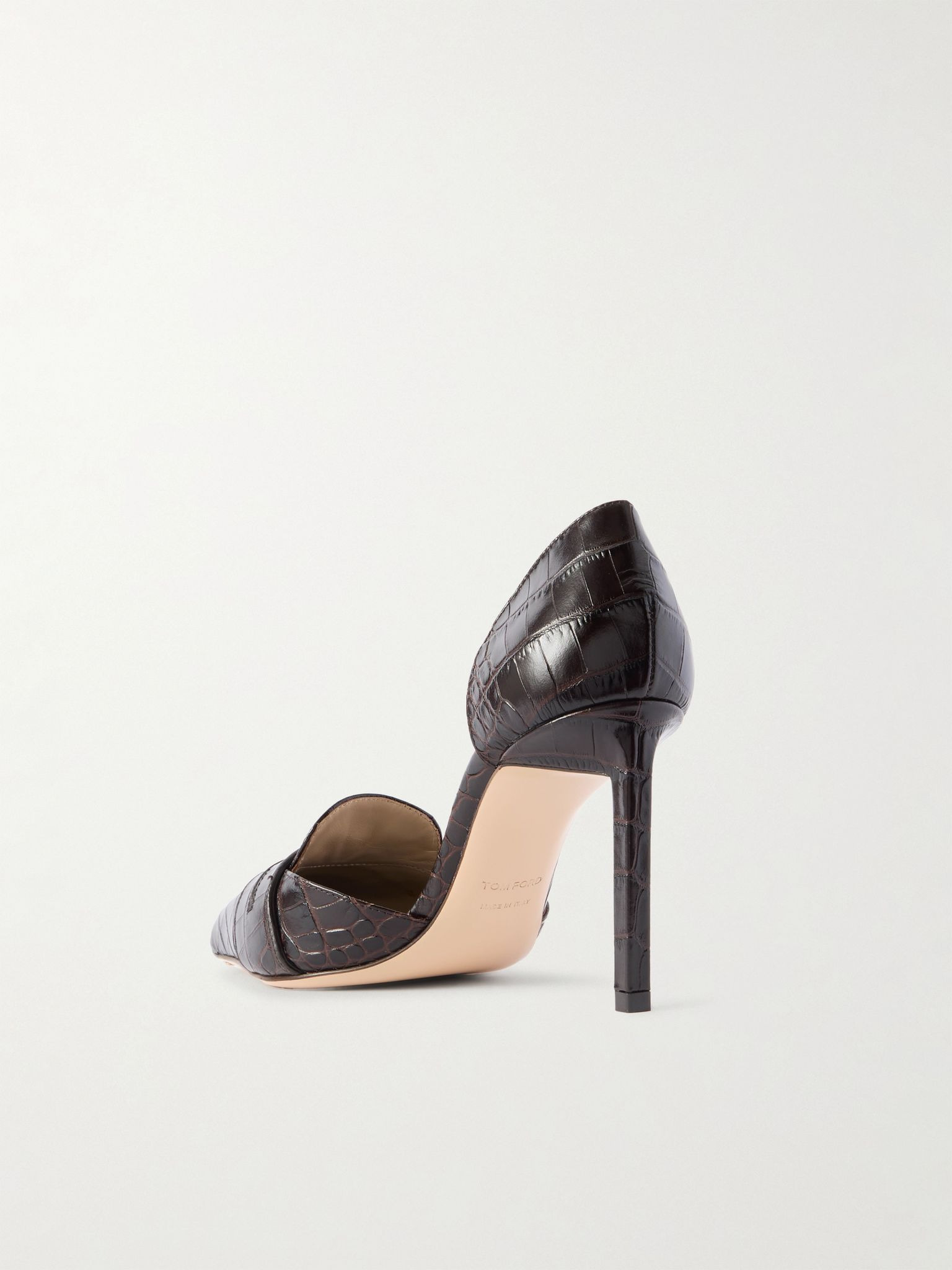 Eva D'Orsay glossed croc-effect leather pumps Dark brown - 3