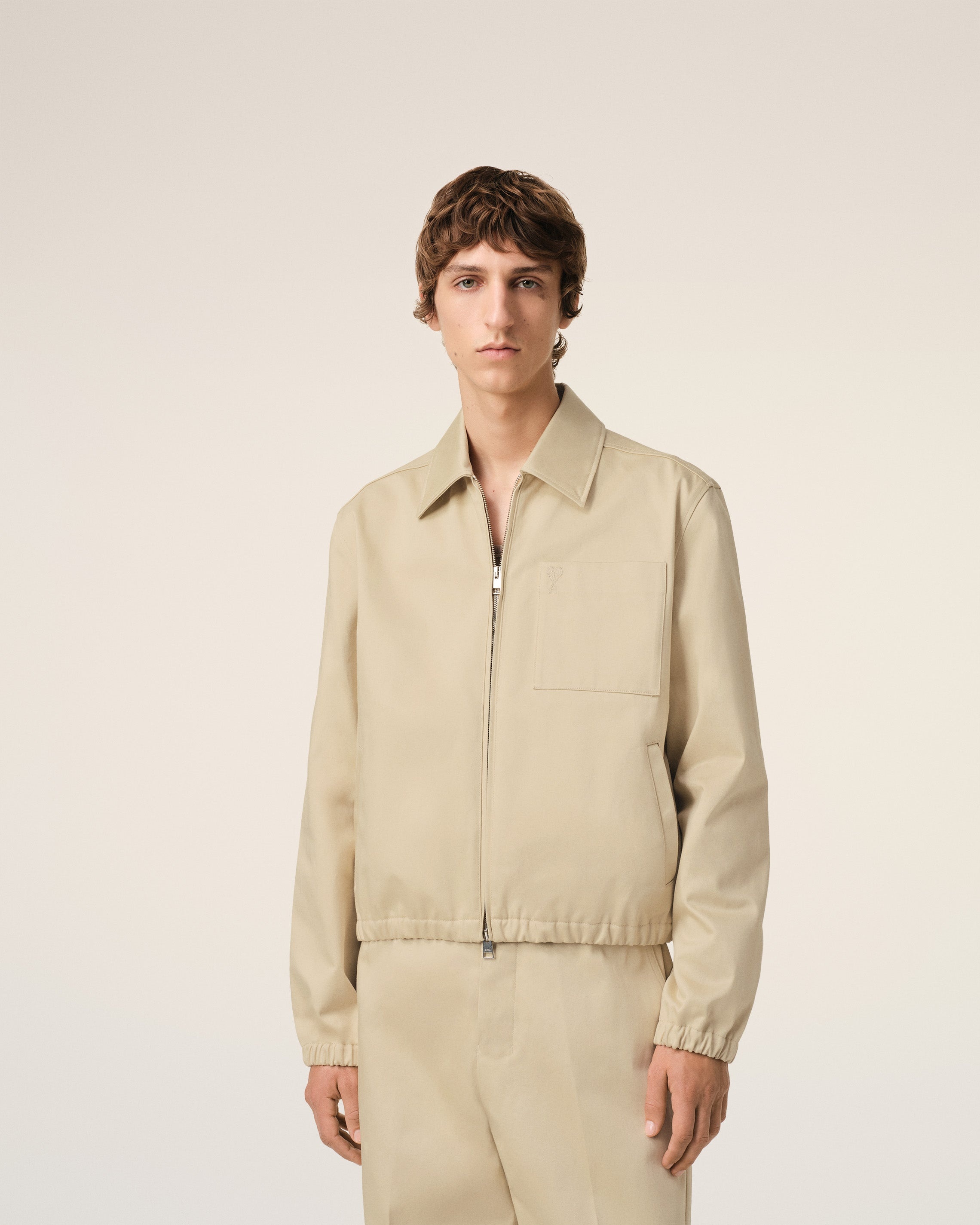 BEIGE COTTON AMI DE COEUR ZIPPED JACKET - 3
