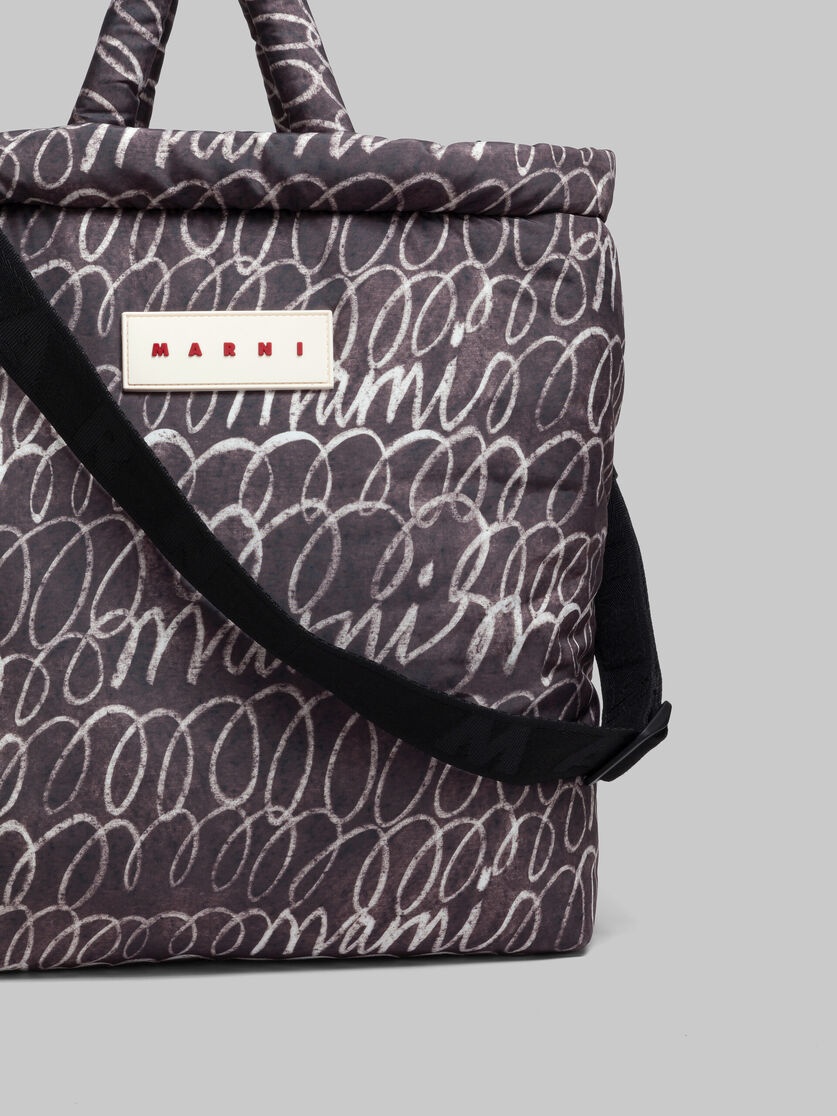 BLACK PUFF TOTE BAG WITH MARNI SCRIBBLE PRINT - 4