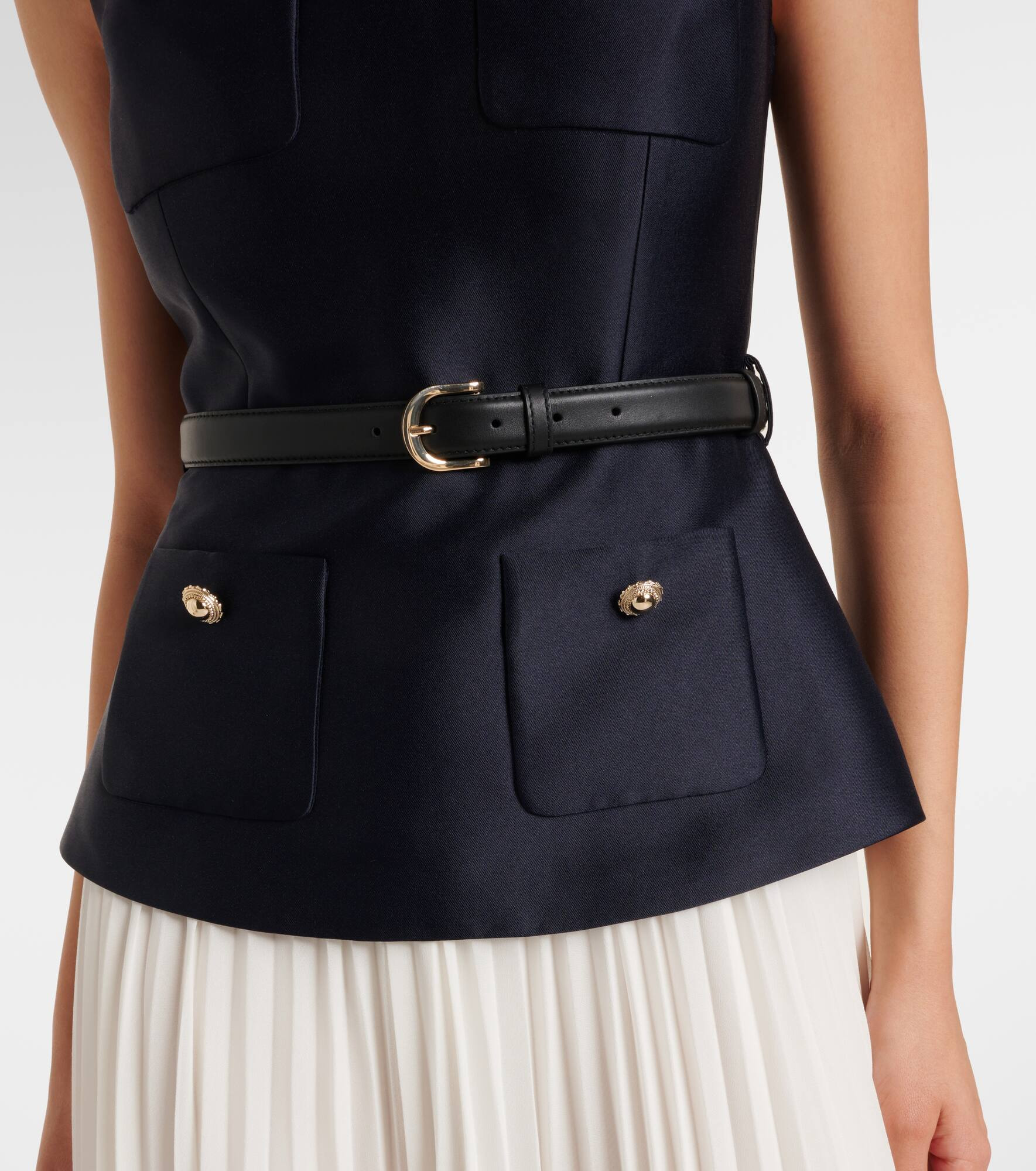 Belted plissé taffeta midi dress - 6