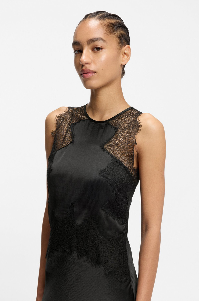 SEERSUCKER-SATIN DRESS WITH LACE TRIMS 5