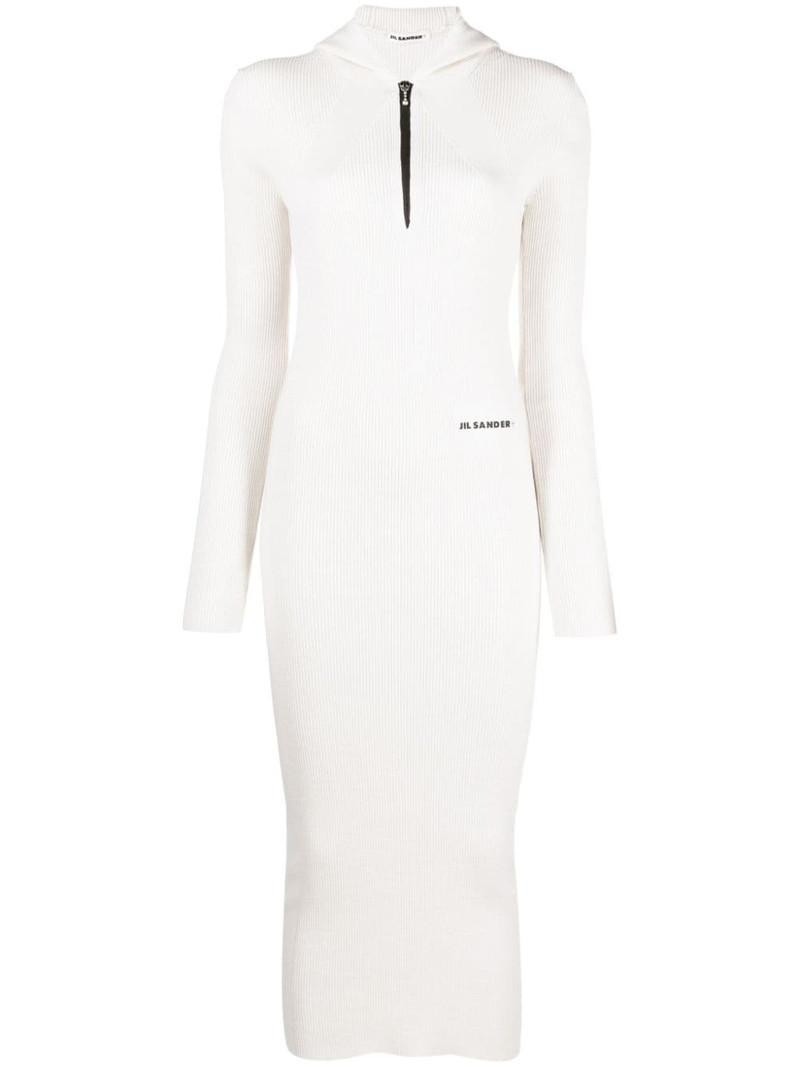 logo-print ribbed midi dress 1