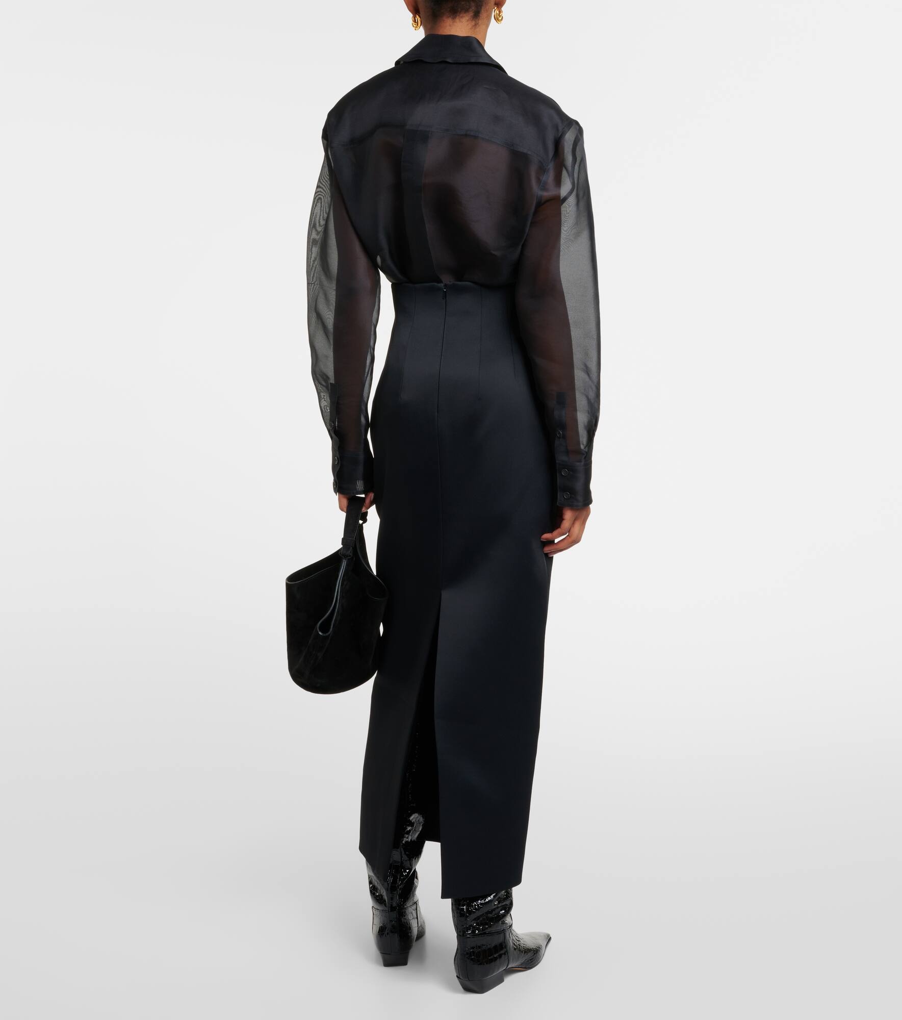 Loxley high-rise satin pencil skirt - 3