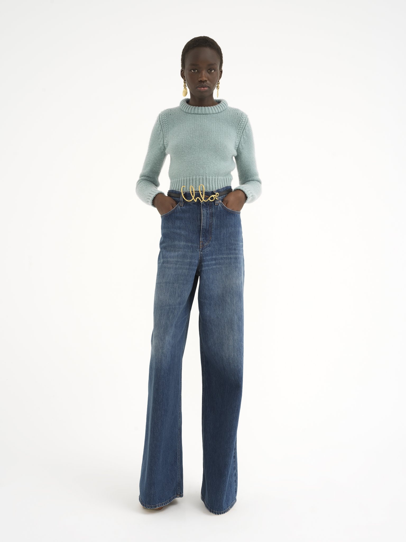 CROPPED SWEATER IN CASHMERE BLEND - 3
