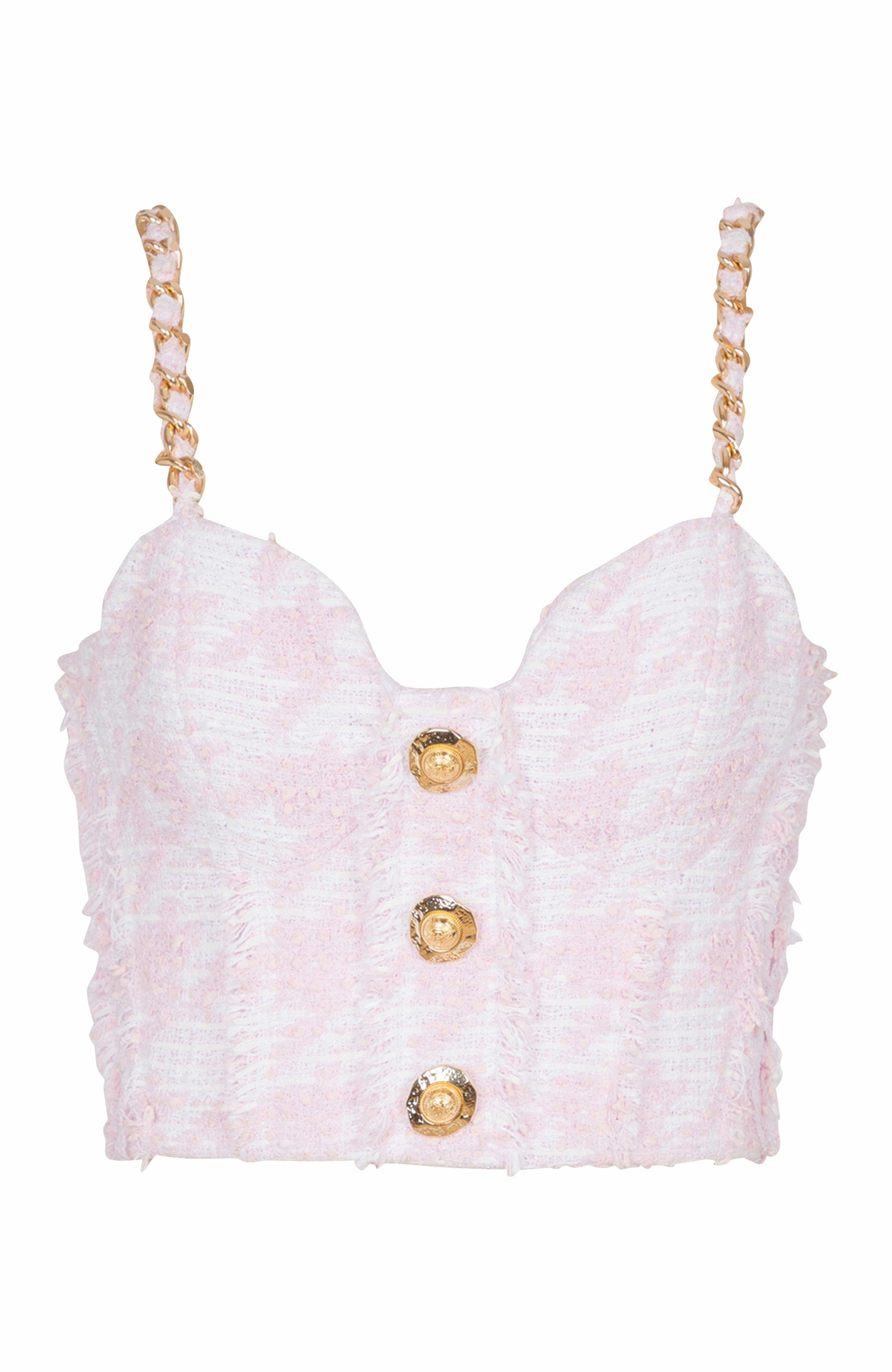 Balmain Strappy tweed top in White at Nordstrom - 1