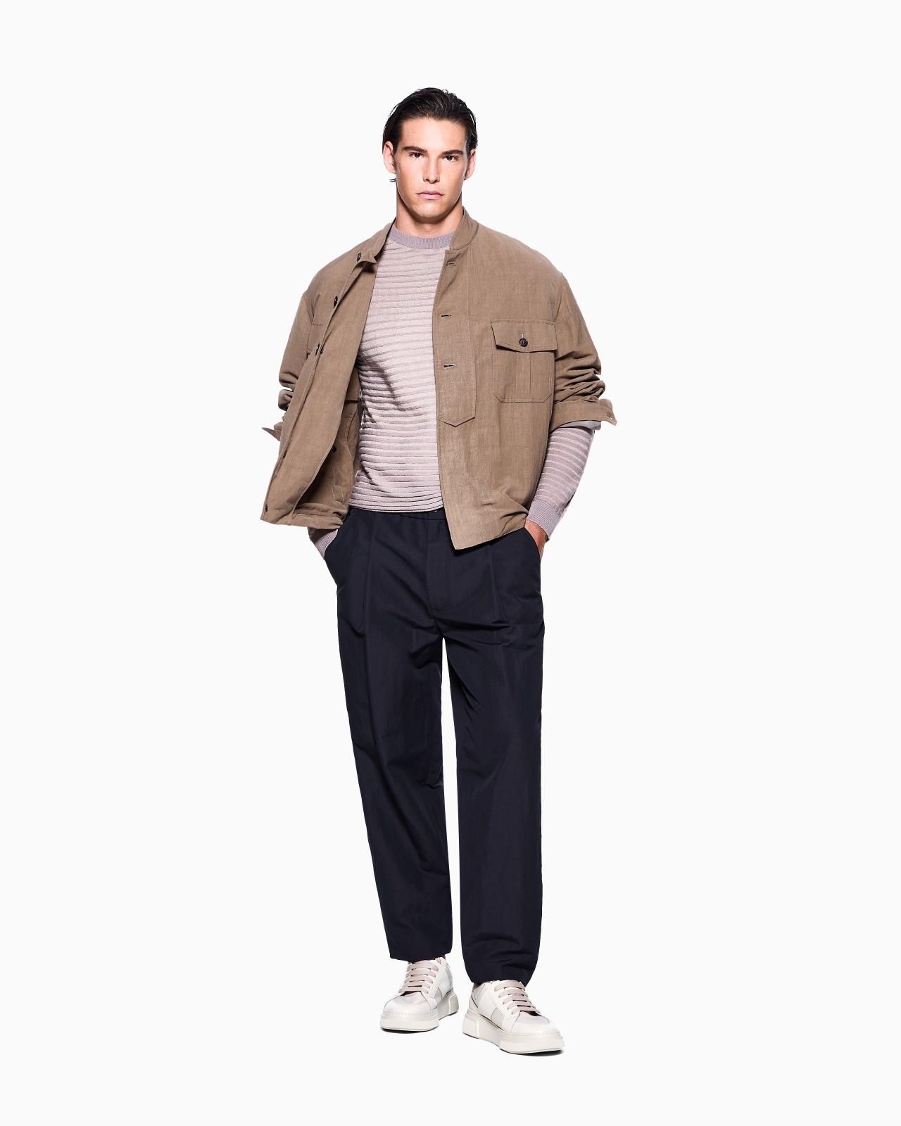 CREW-NECK JUMPER IN LINEN AND COTTON - 2