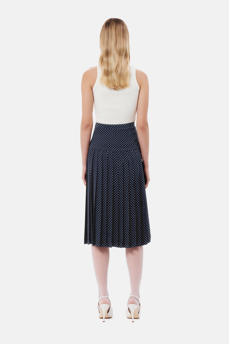 POLKA DOT SILK PLEATED SKIRT - 5