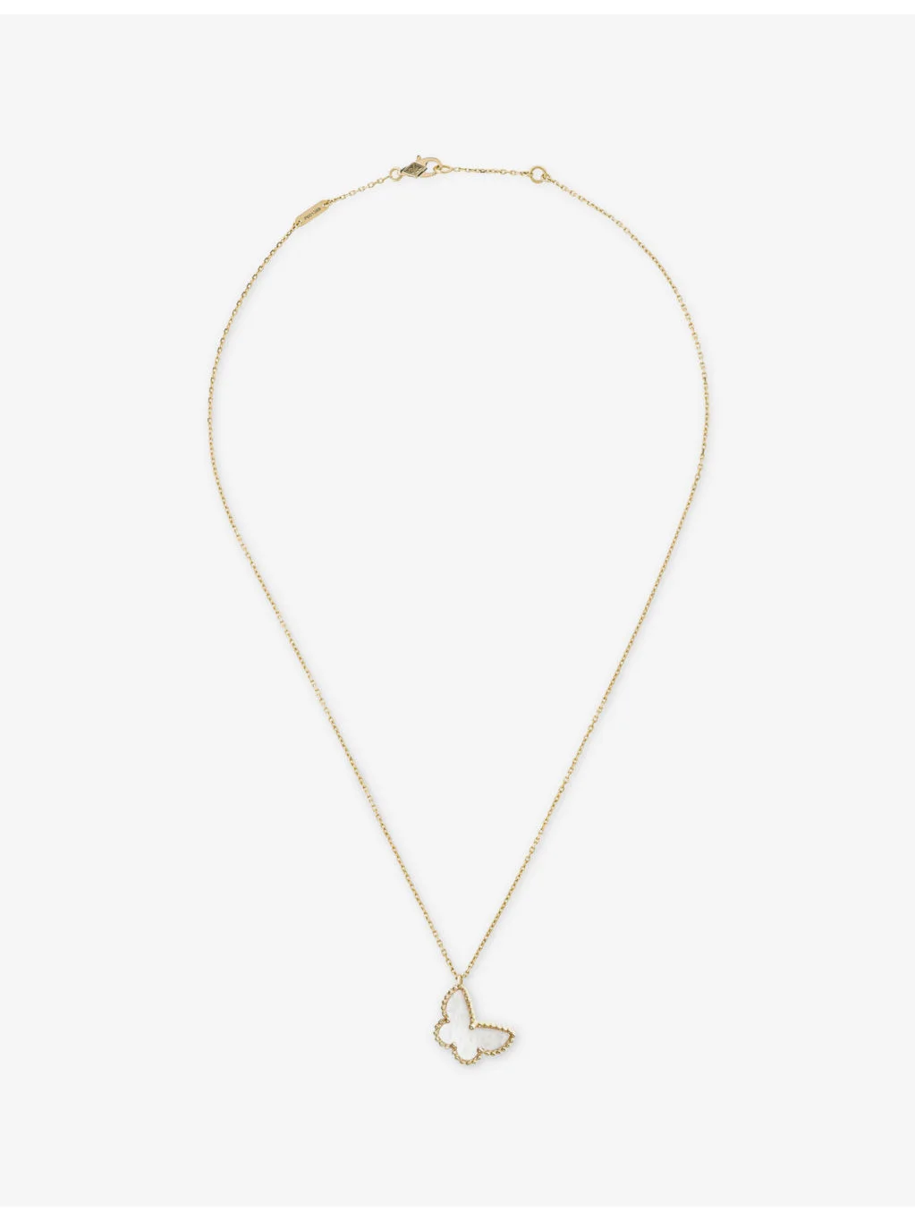 Sweet Butterflies 18ct Yellow Gold And White Mother-Of-Pearl Pendant Necklace - 1