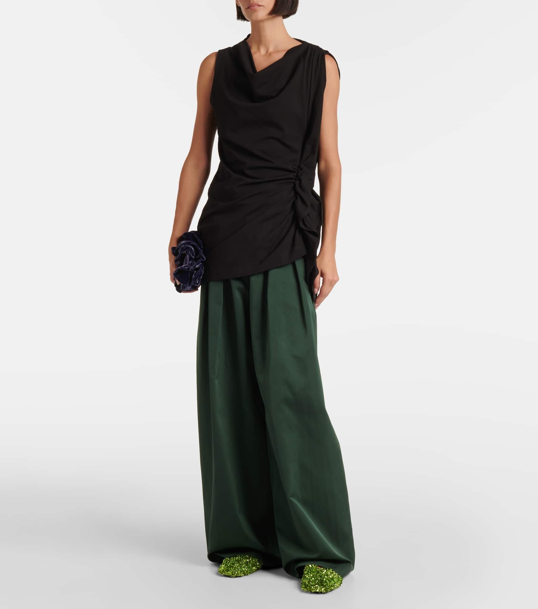 Draped cotton jersey top - 2