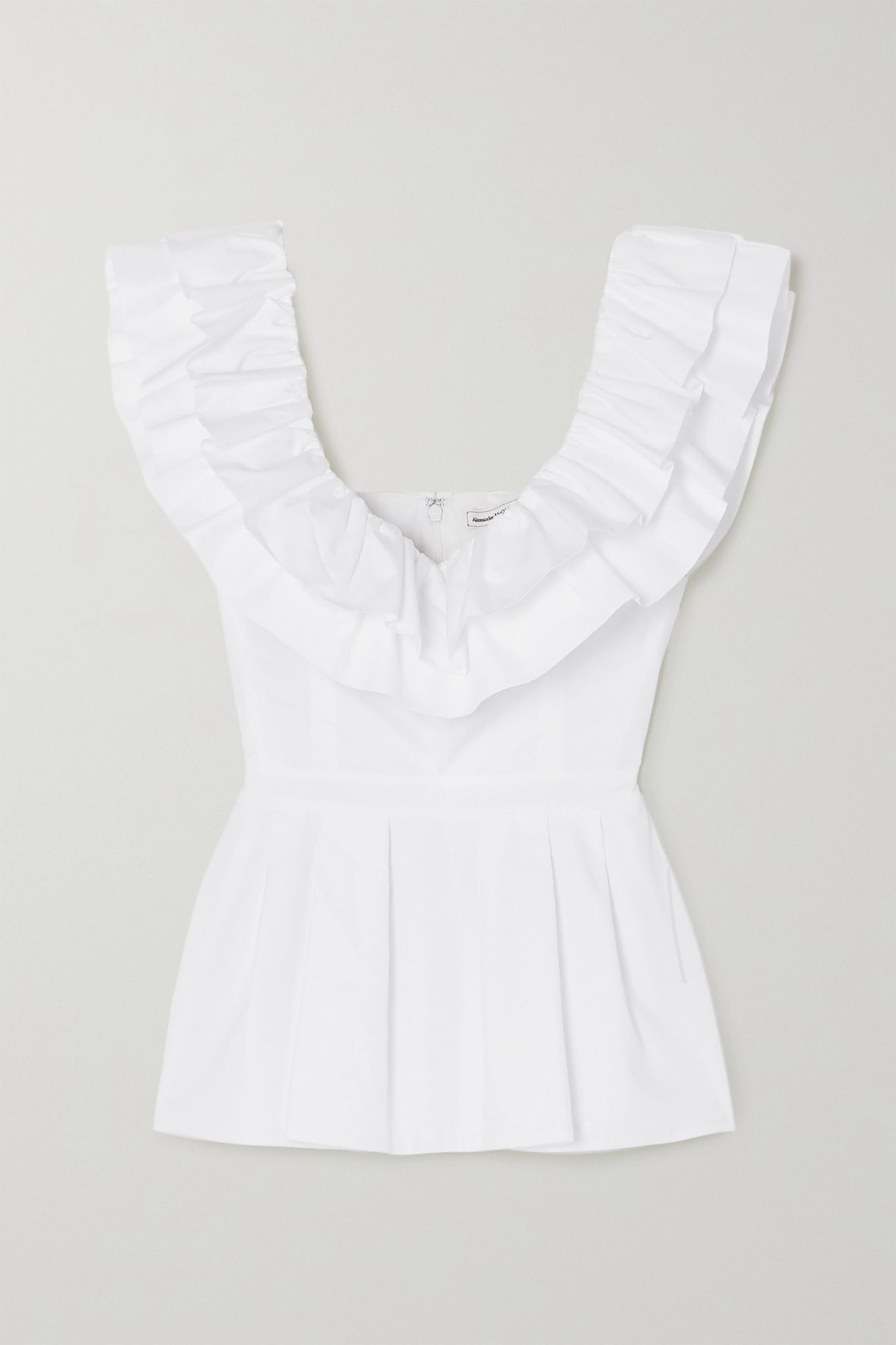 Ruffled cotton-poplin peplum blouse - 1