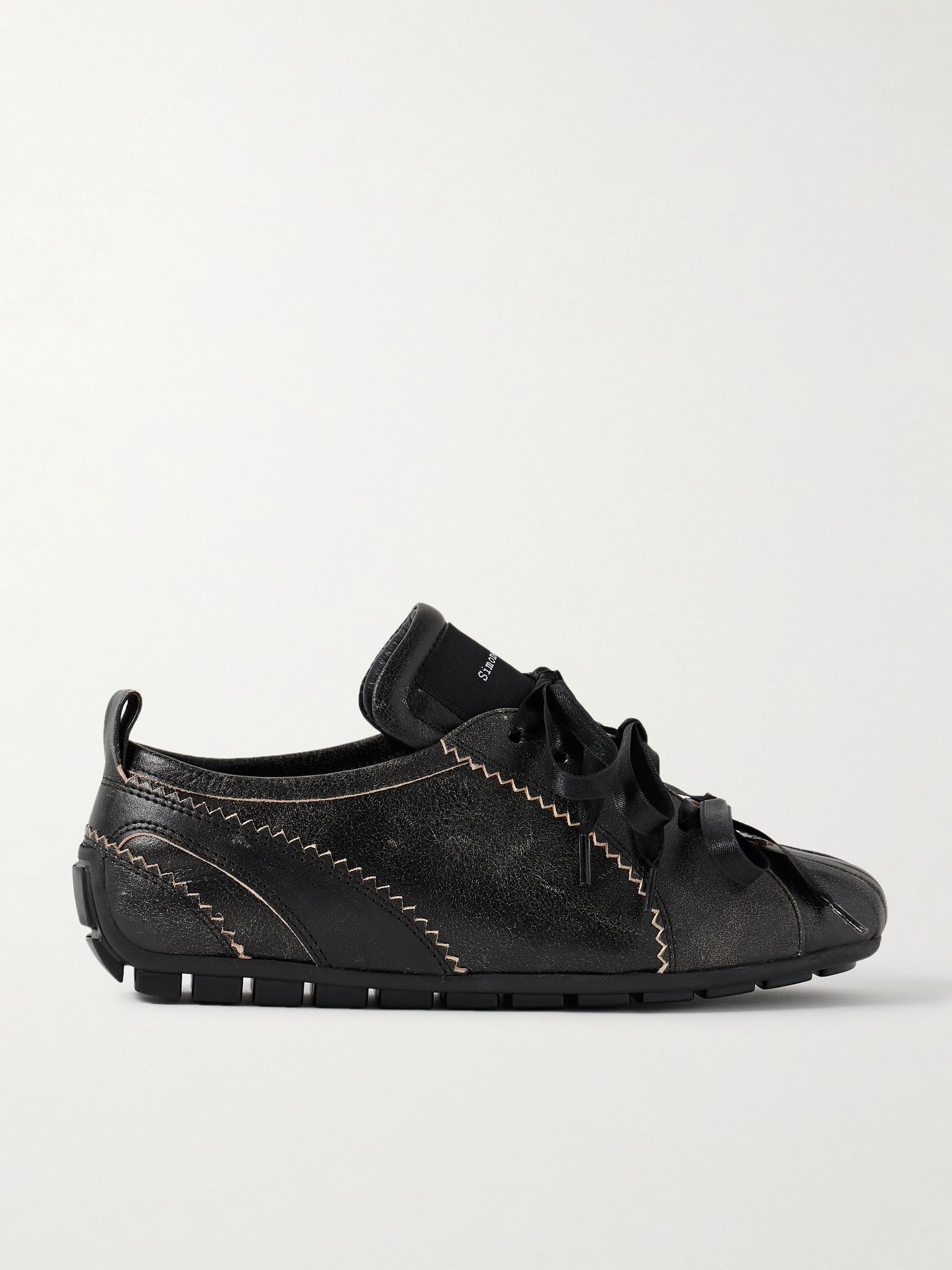 Cracked-leather sneakers Dark brown - 1