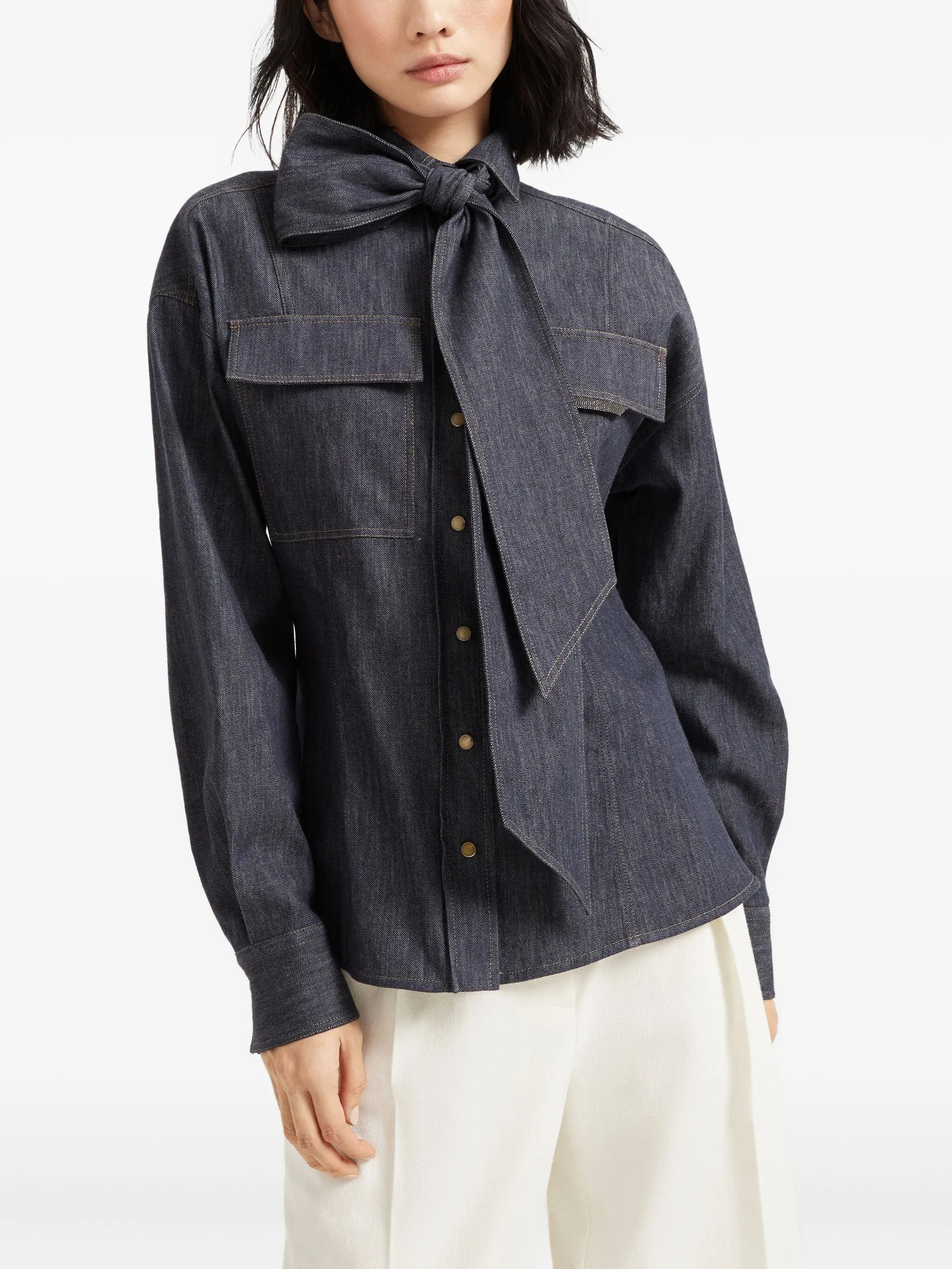Brunello Cucinelli Pussy-bow Shirt - 4