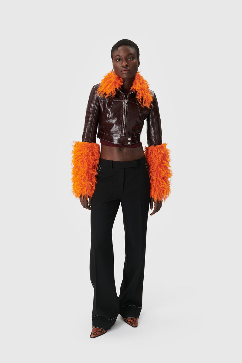 Marine Serre Embossed Leather Cropped Jacket outlook
