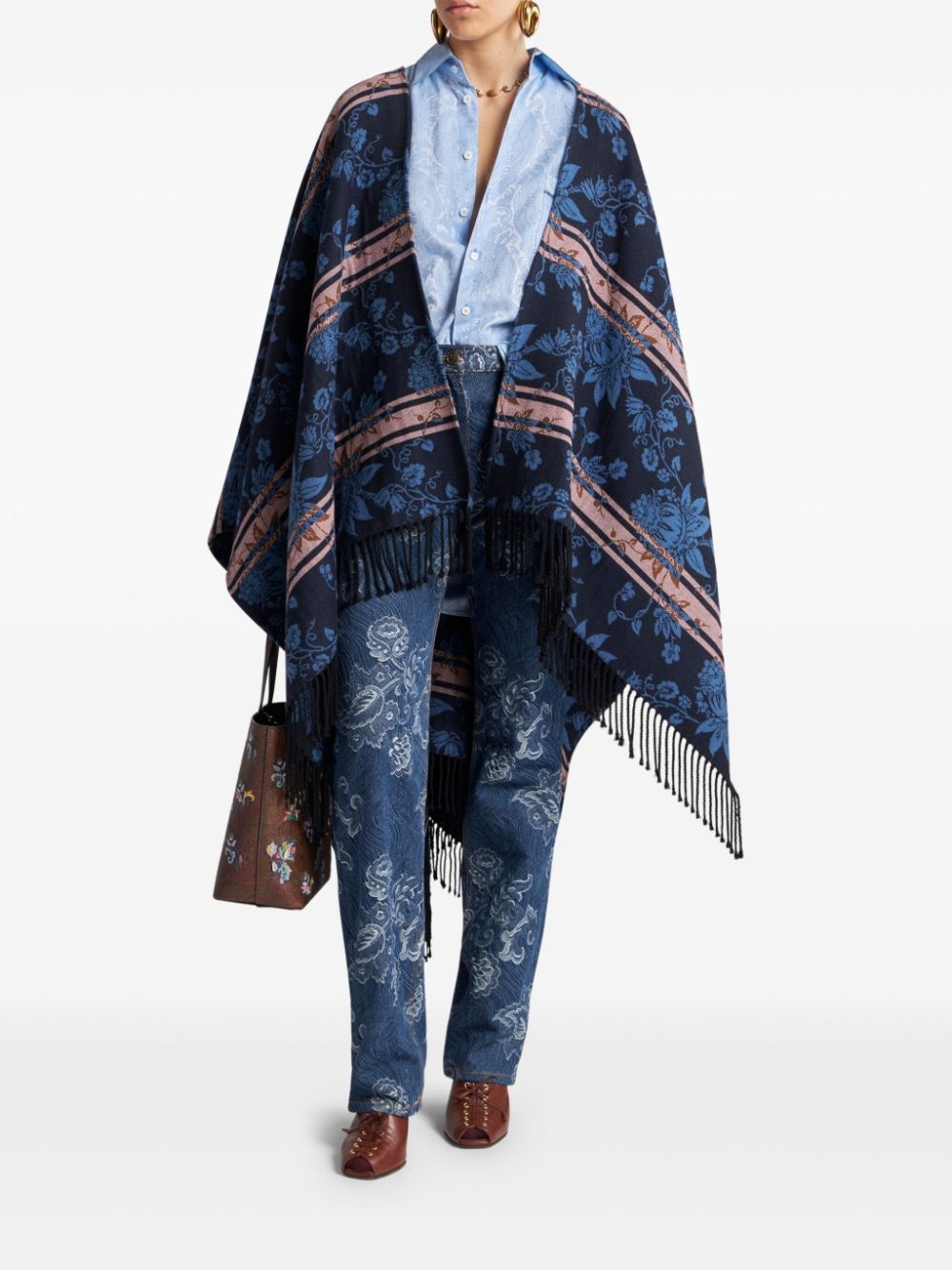 floral jacquard cape - 2